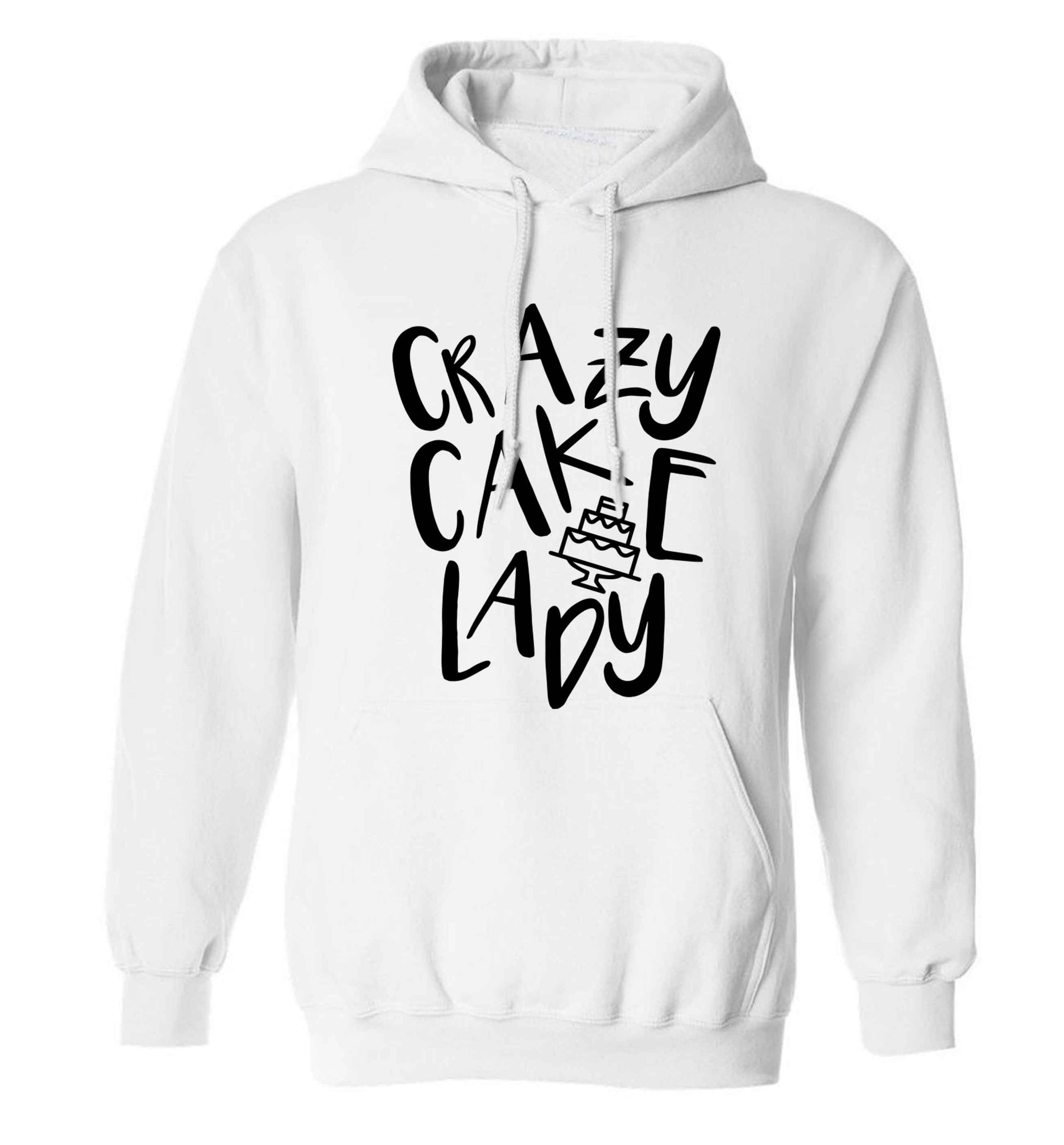 Crazy cake lady adults unisex white hoodie 2XL