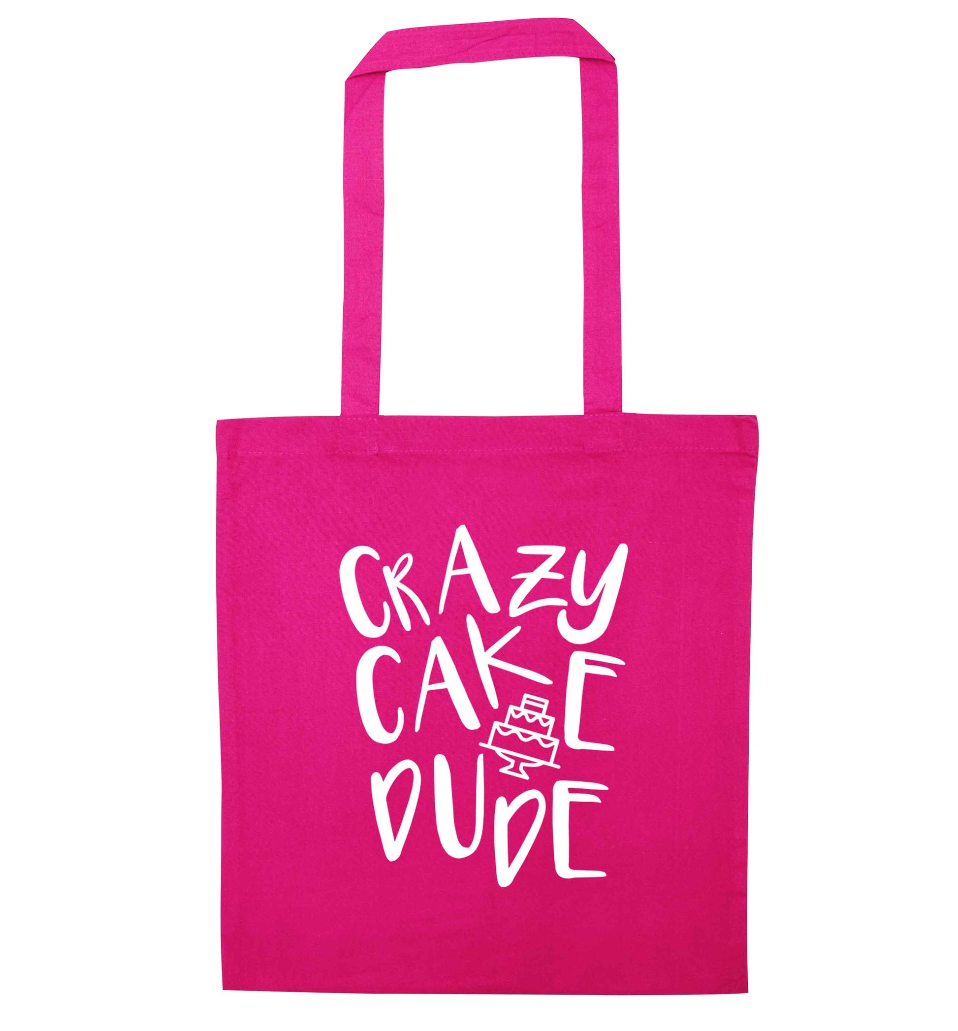 Crazy cake dude pink tote bag