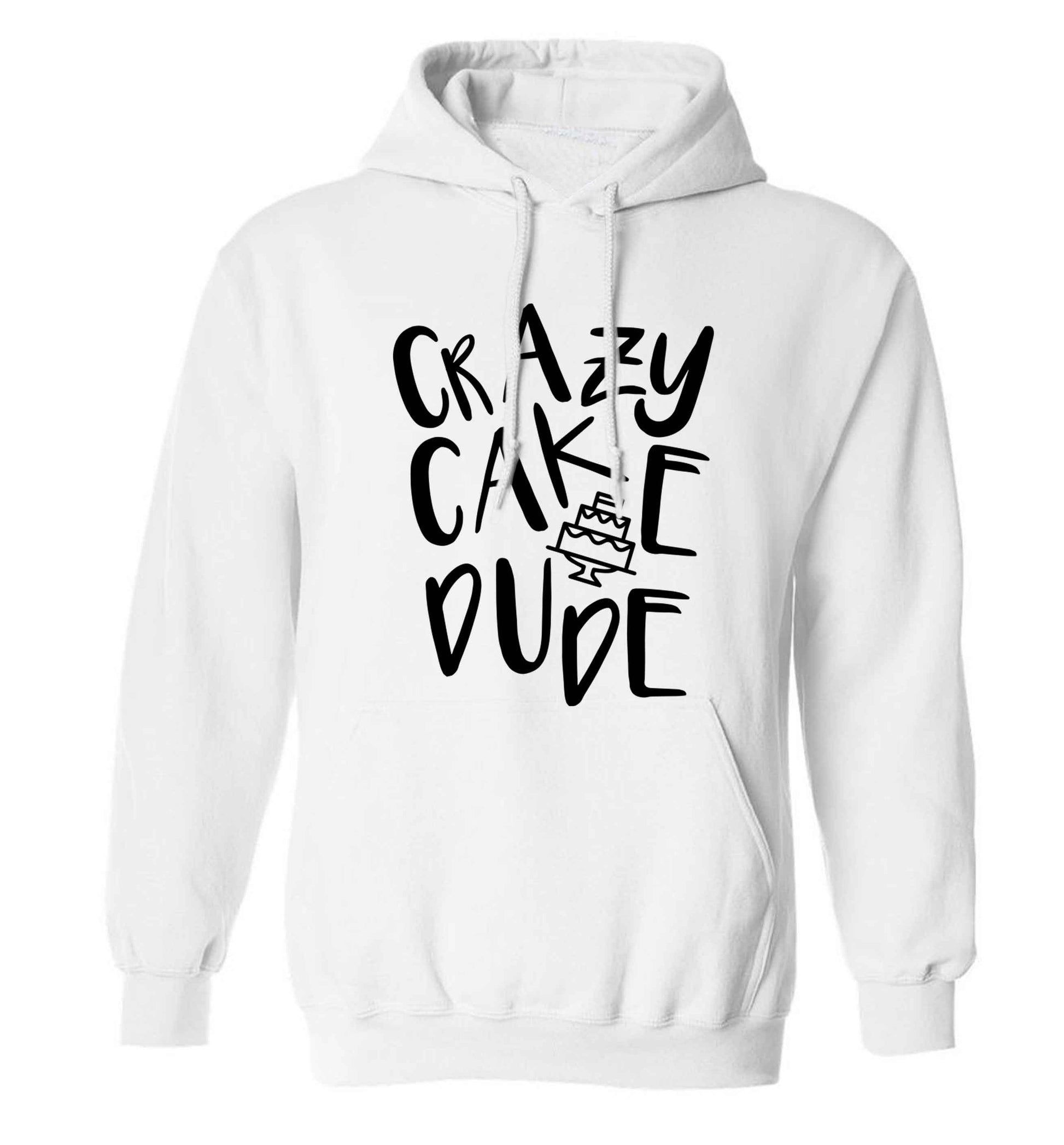 Crazy cake dude adults unisex white hoodie 2XL