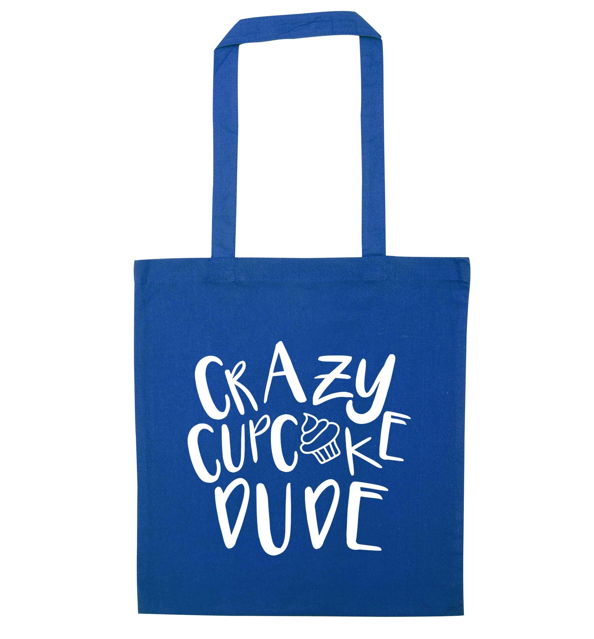 Crazy cupcake dude blue tote bag