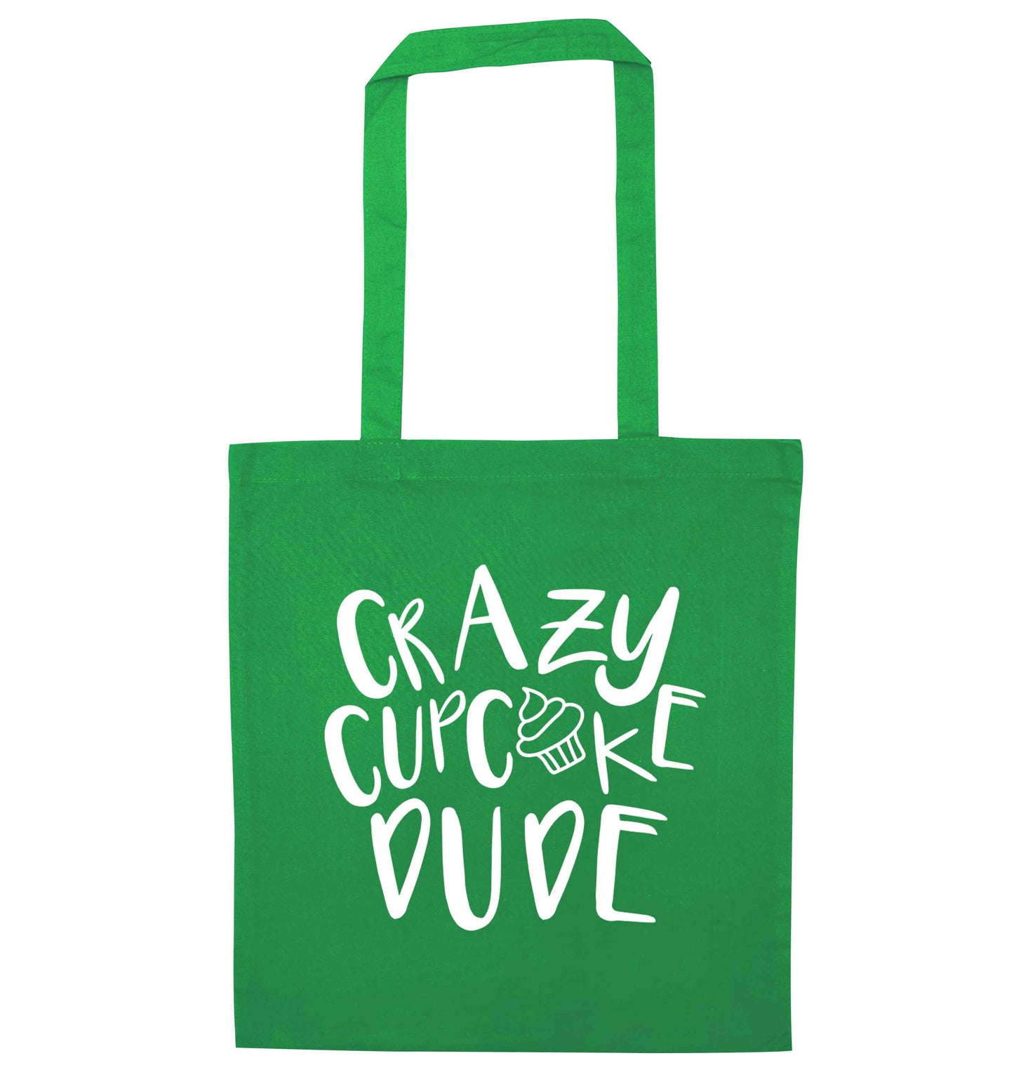 Crazy cupcake dude green tote bag
