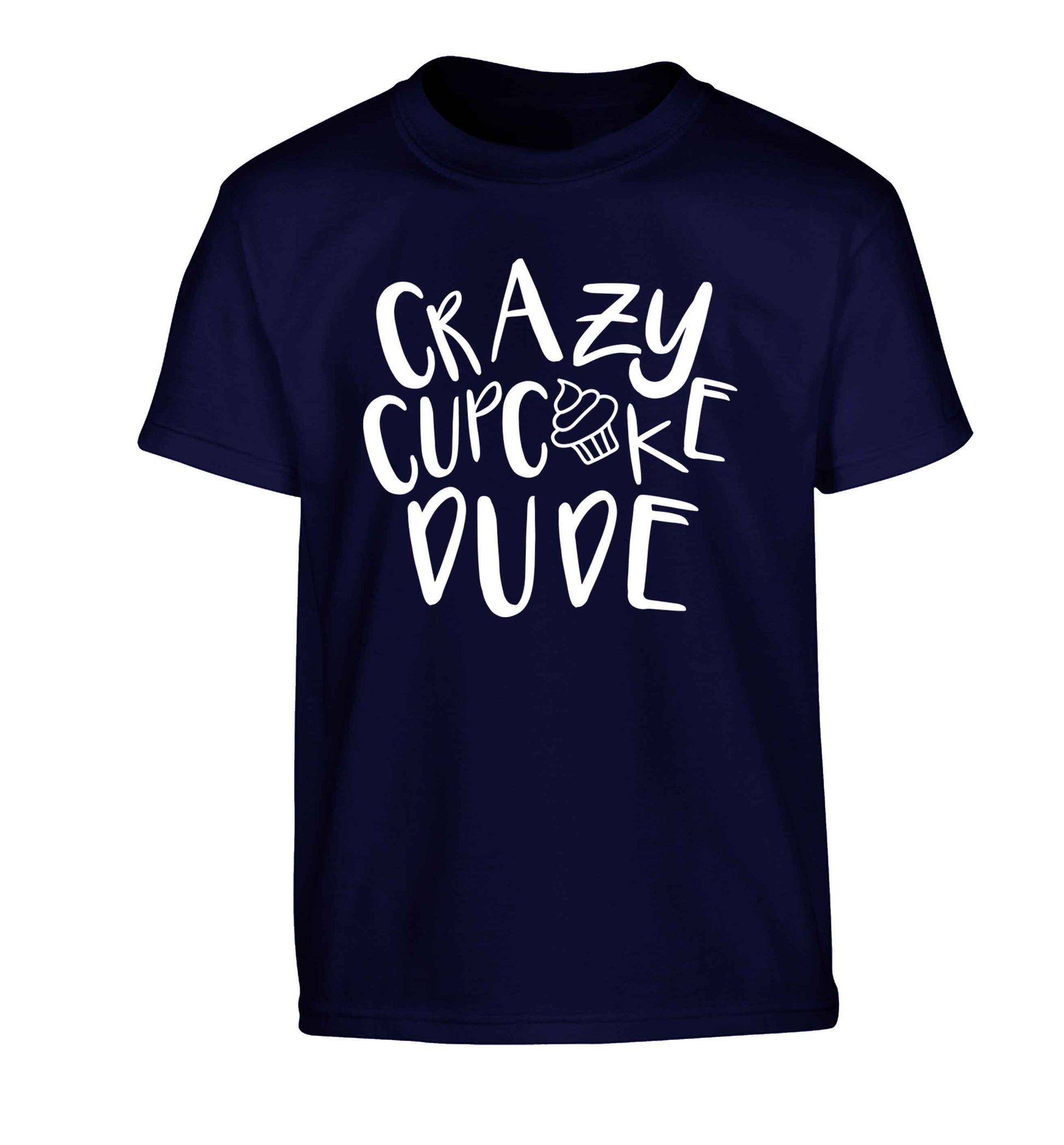 Crazy cupcake dude Children's navy Tshirt 12-13 Years