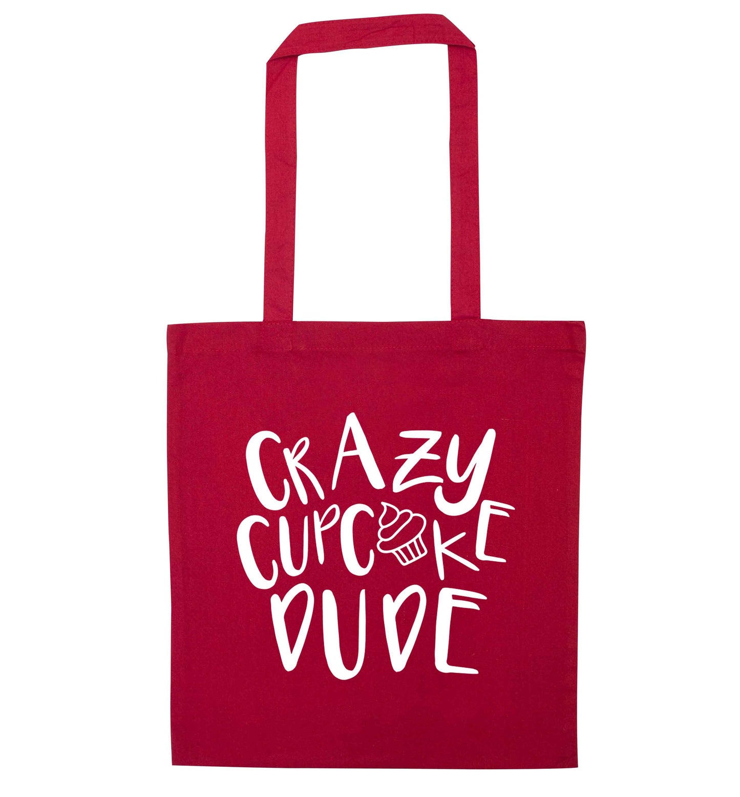Crazy cupcake dude red tote bag
