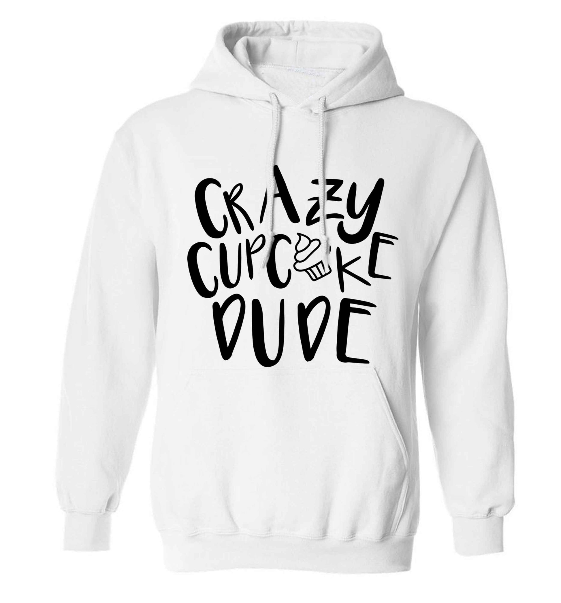 Crazy cupcake dude adults unisex white hoodie 2XL
