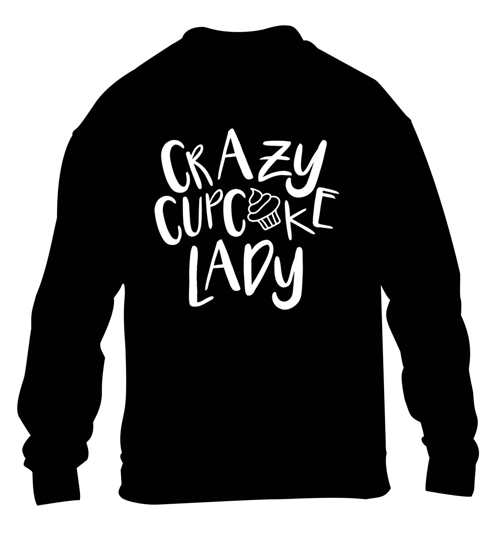 Crazy cupcake lady children's black sweater 12-13 Years
