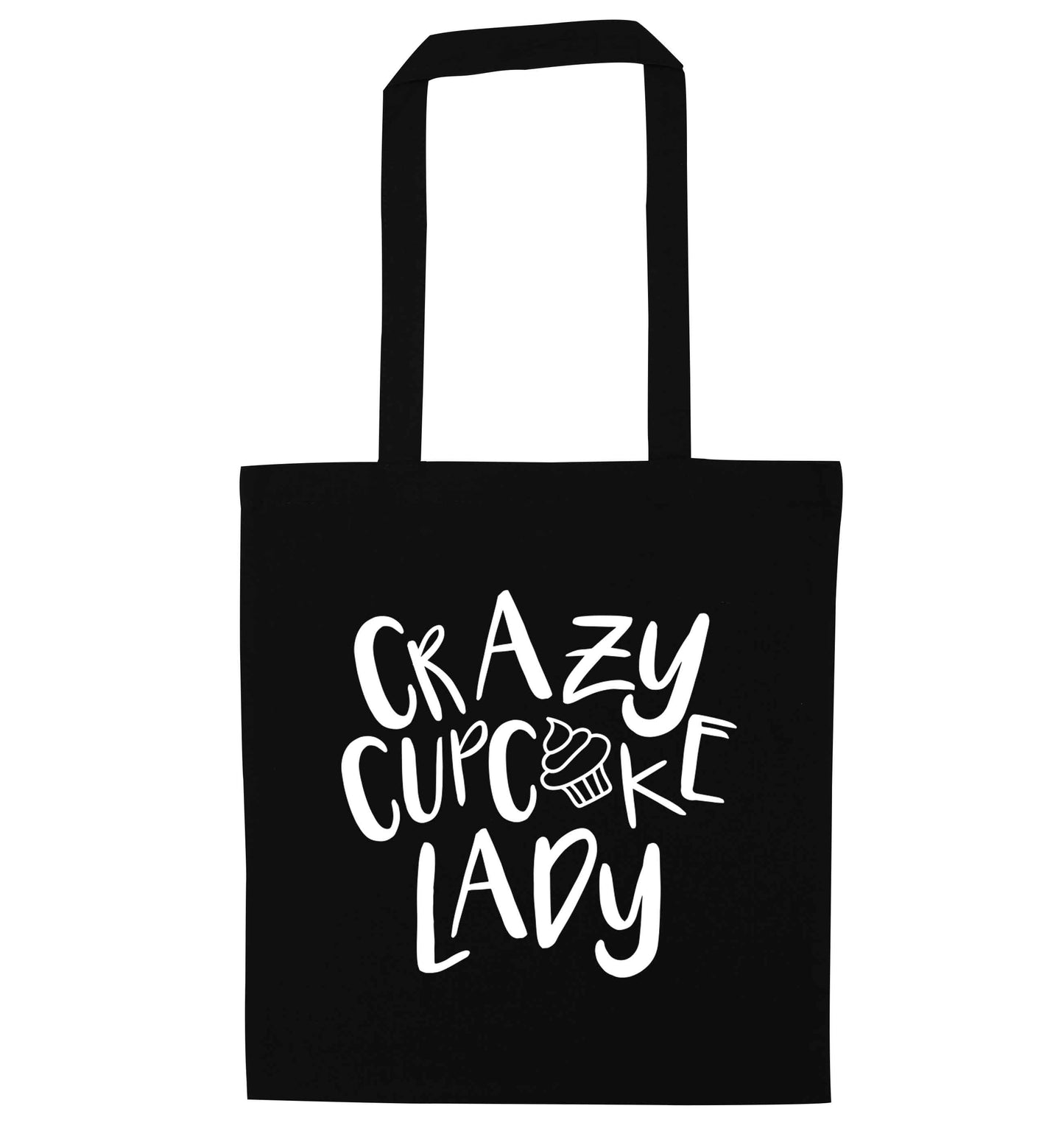 Crazy cupcake lady black tote bag