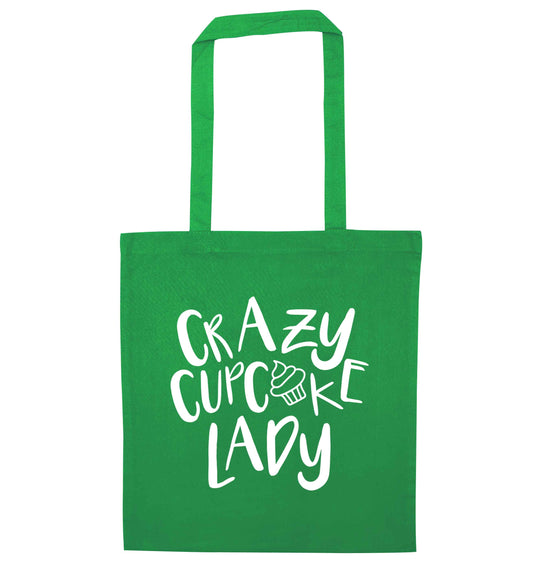 Crazy cupcake lady green tote bag