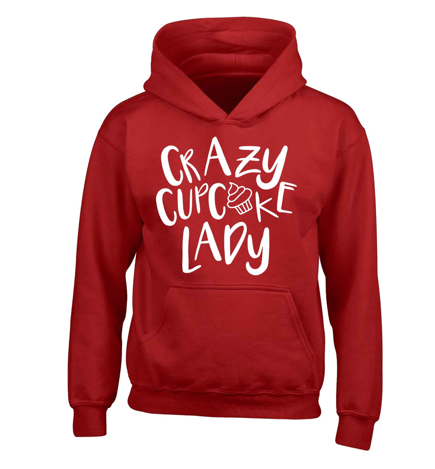 Crazy cupcake lady children's red hoodie 12-13 Years
