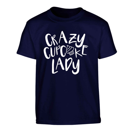 Crazy cupcake lady Children's navy Tshirt 12-13 Years