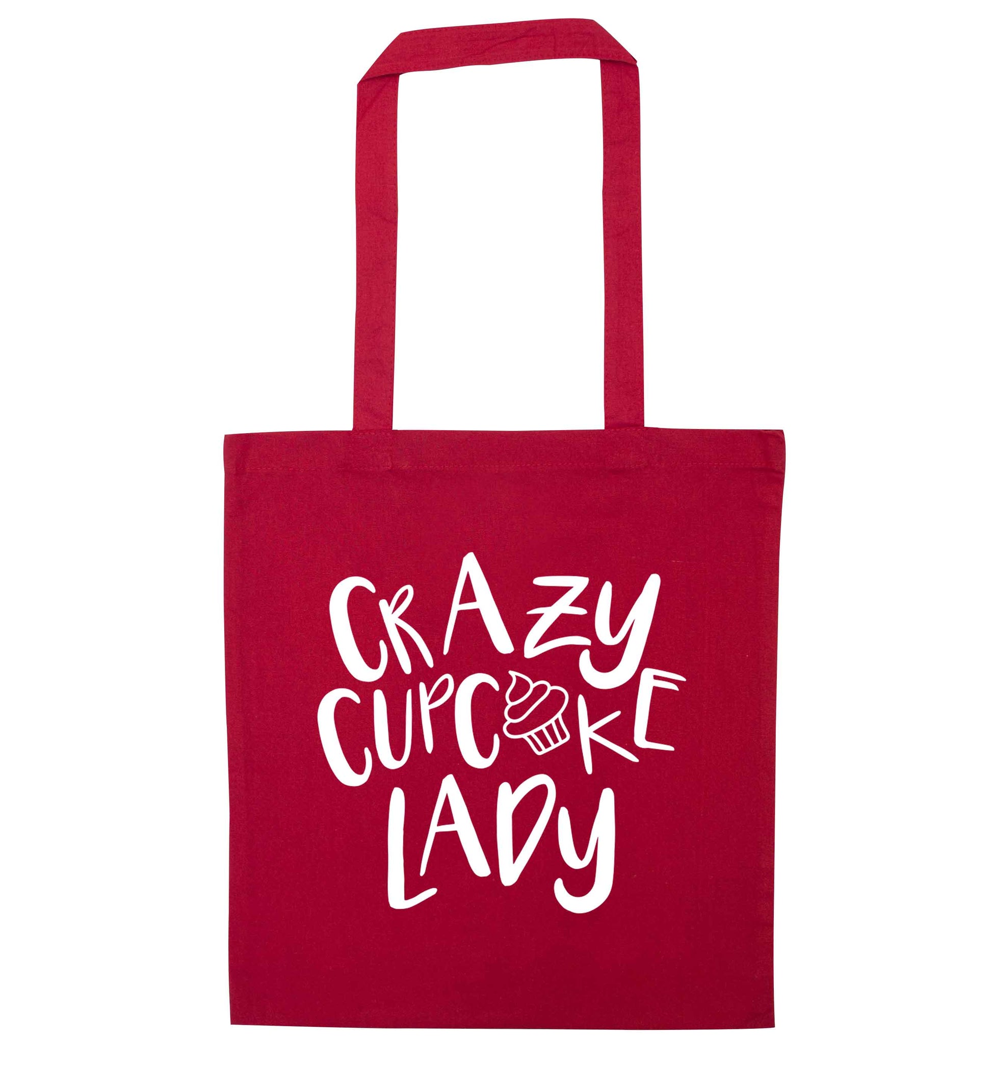 Crazy cupcake lady red tote bag