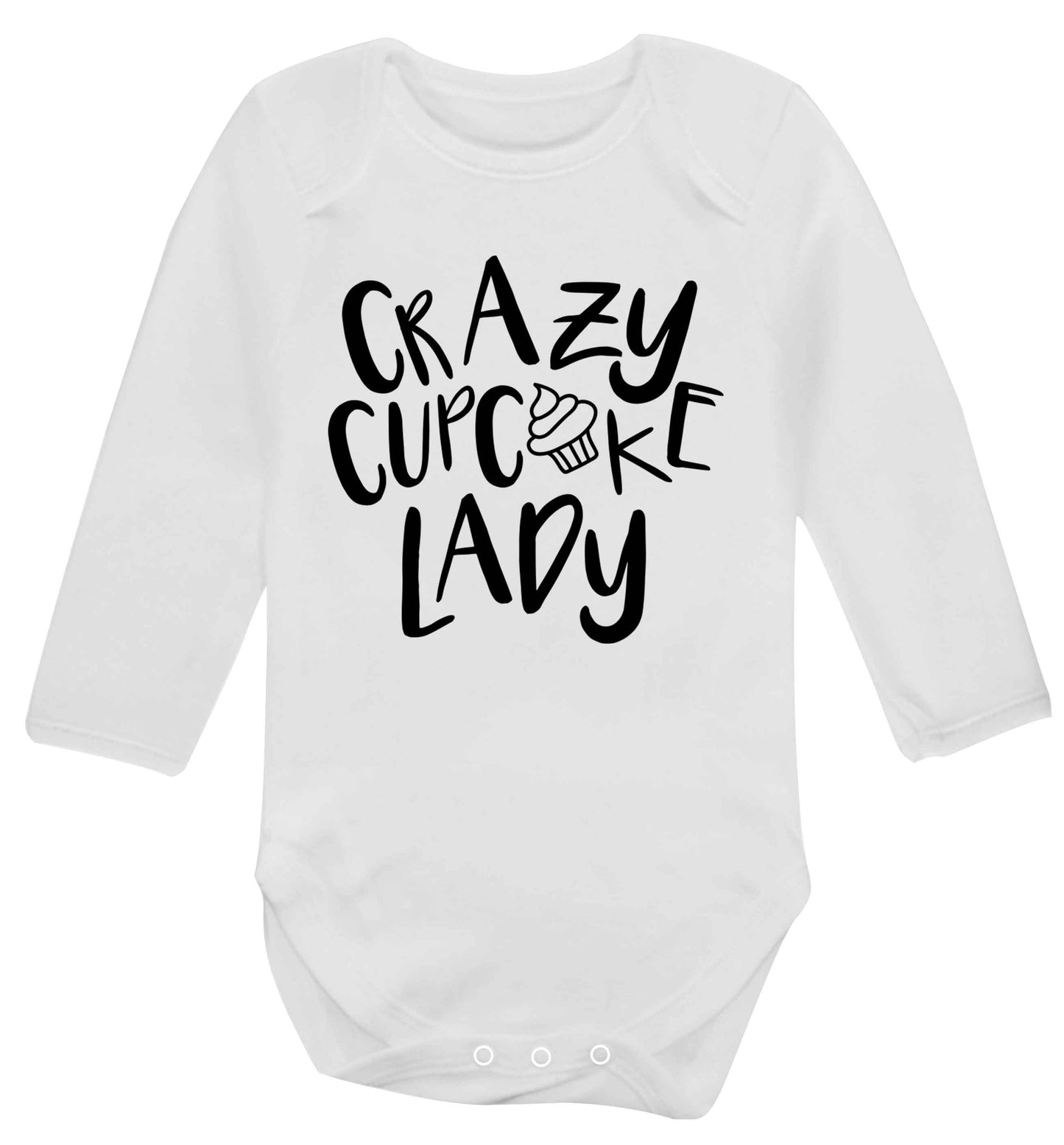 Crazy cupcake lady Baby Vest long sleeved white 6-12 months