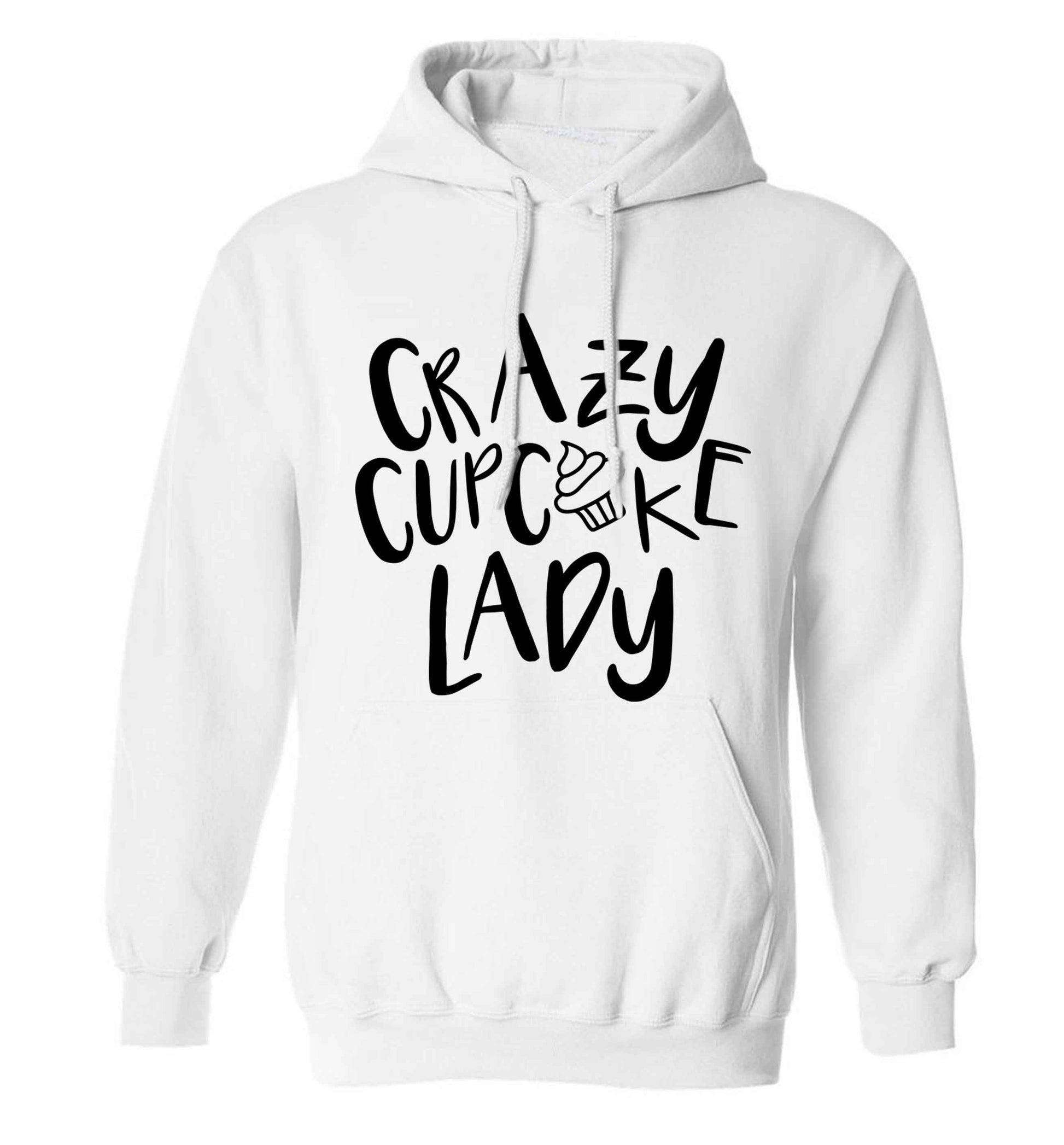 Crazy cupcake lady adults unisex white hoodie 2XL
