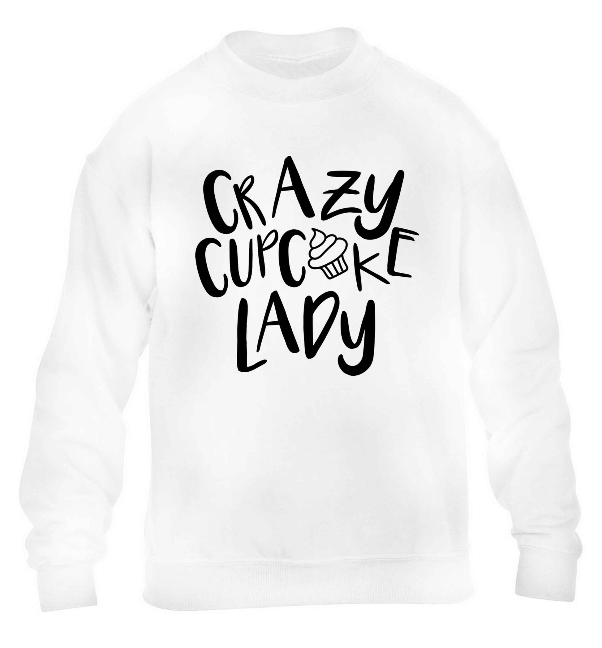 Crazy cupcake lady children's white sweater 12-13 Years