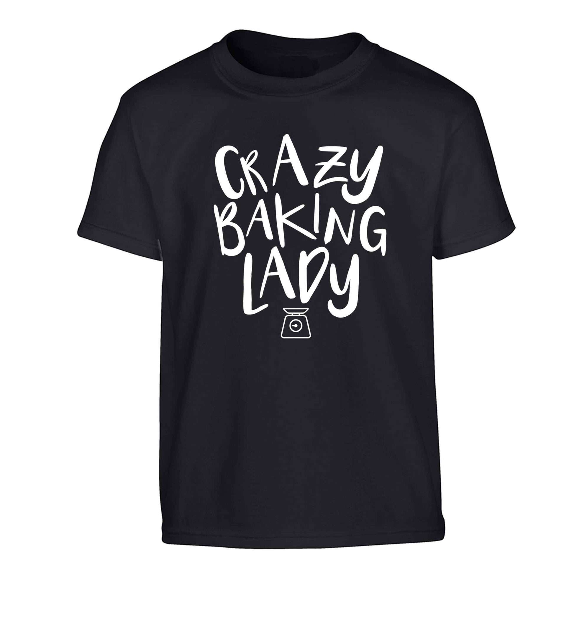 Crazy baking lady Children's black Tshirt 12-13 Years