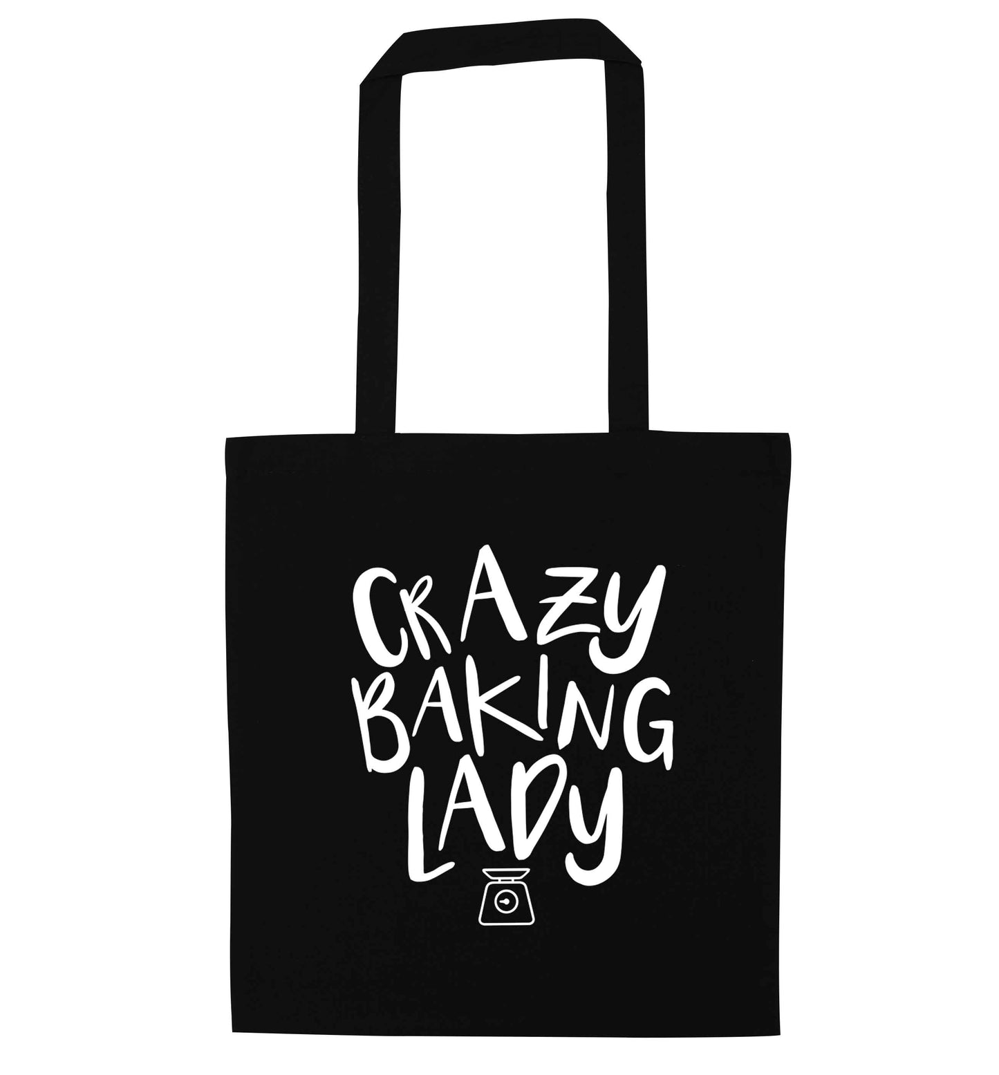 Crazy baking lady black tote bag