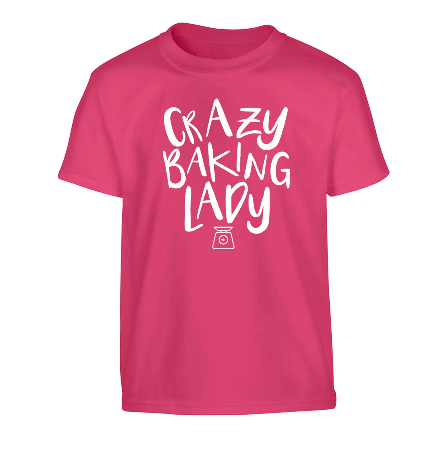 Crazy baking lady Children's pink Tshirt 12-13 Years