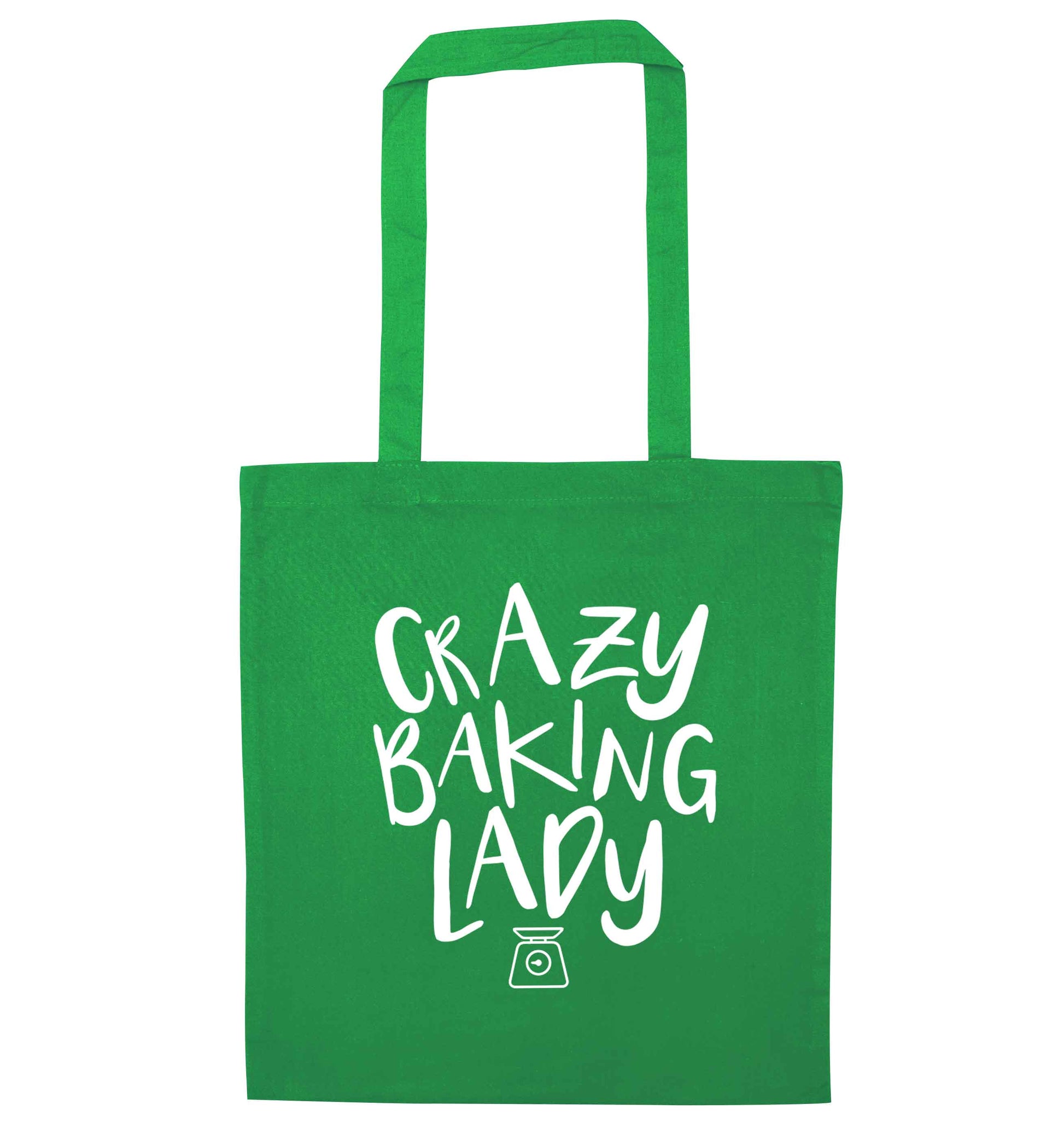 Crazy baking lady green tote bag