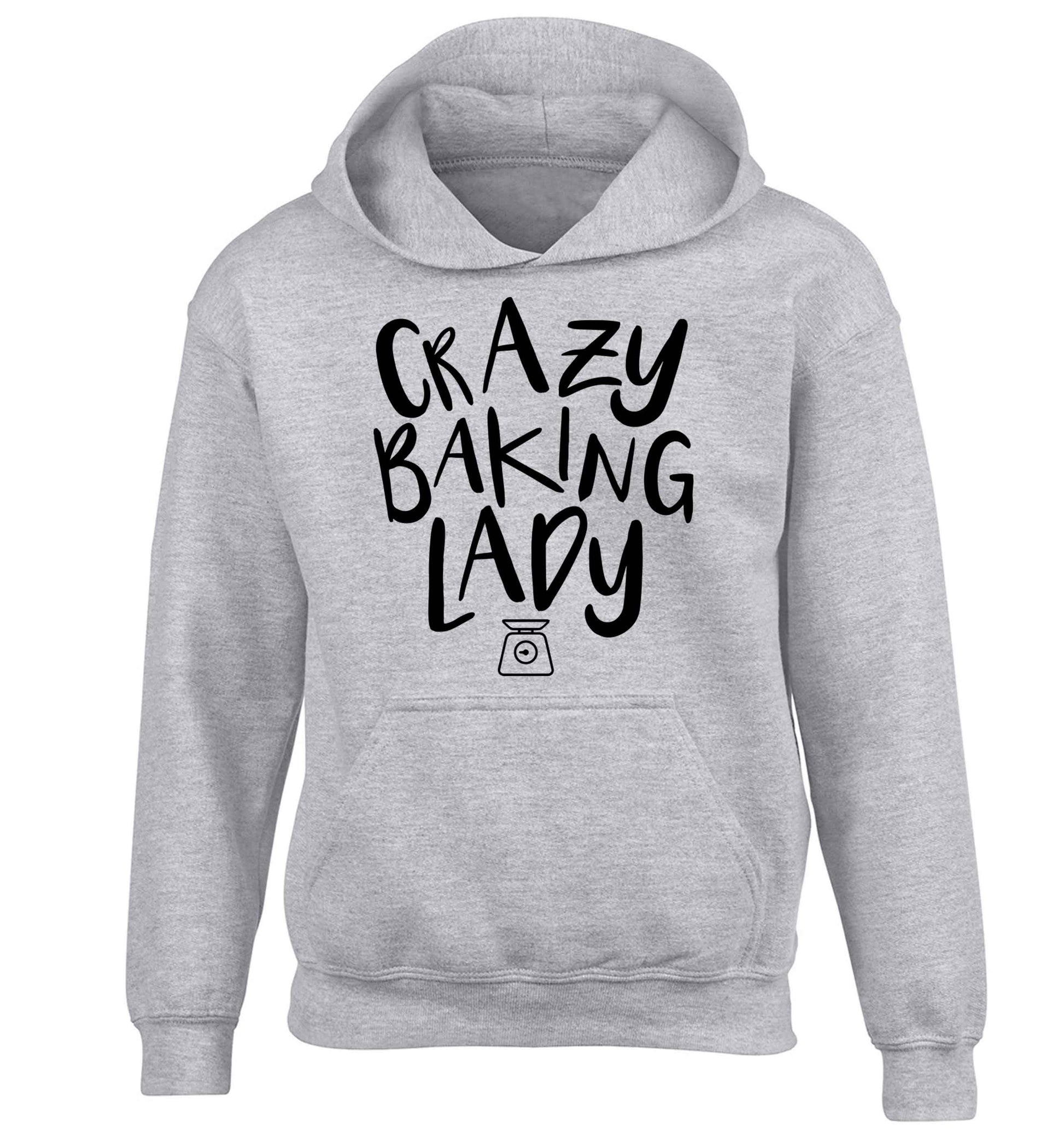 Crazy baking lady children's grey hoodie 12-13 Years