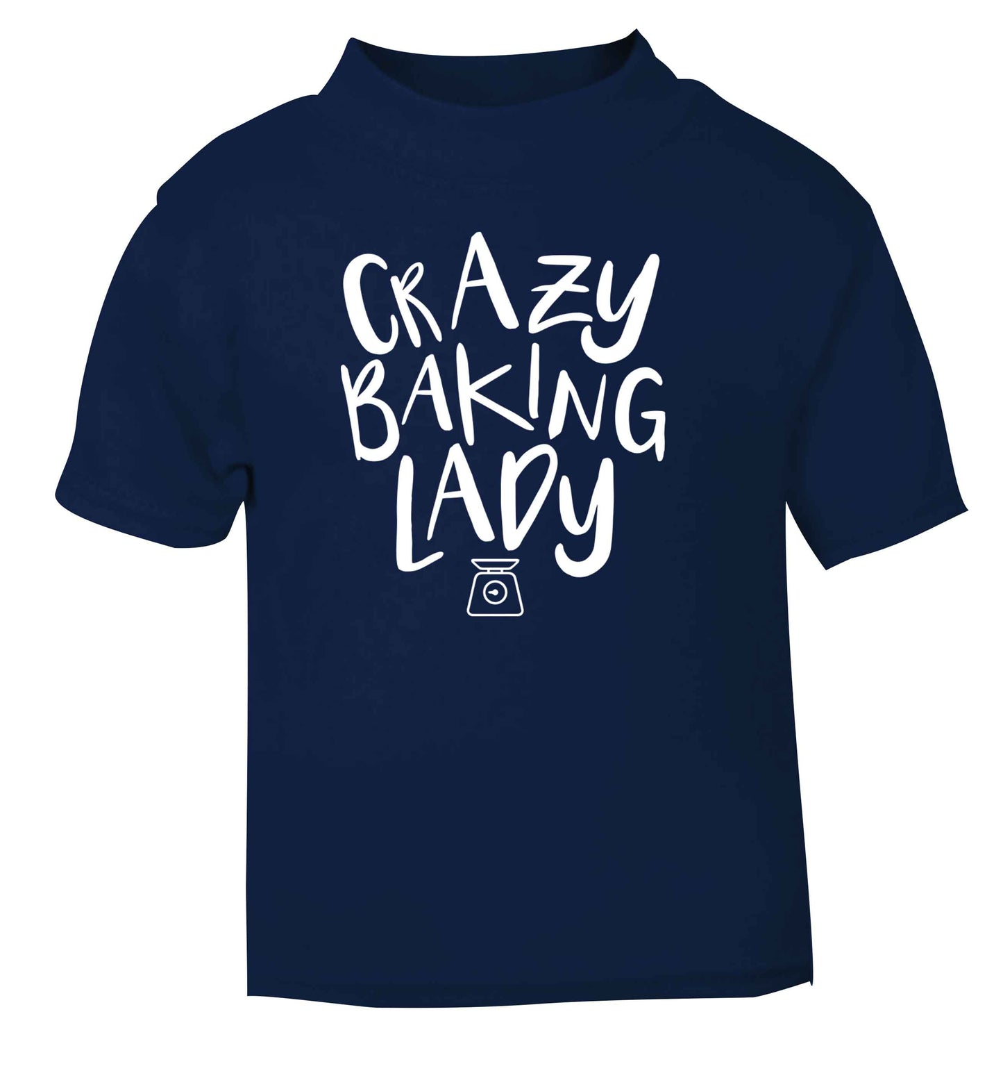 Crazy baking lady navy Baby Toddler Tshirt 2 Years