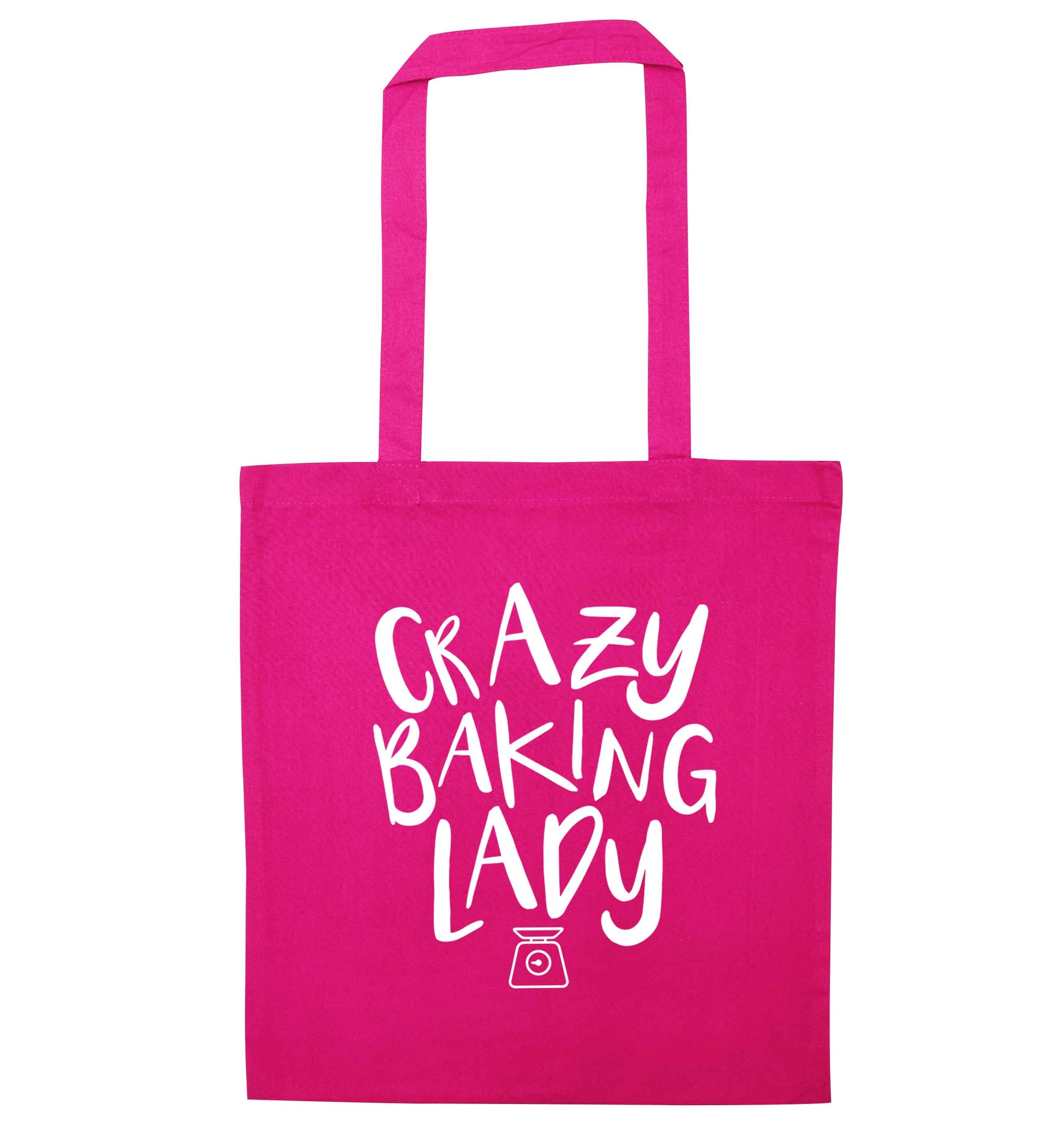 Crazy baking lady pink tote bag