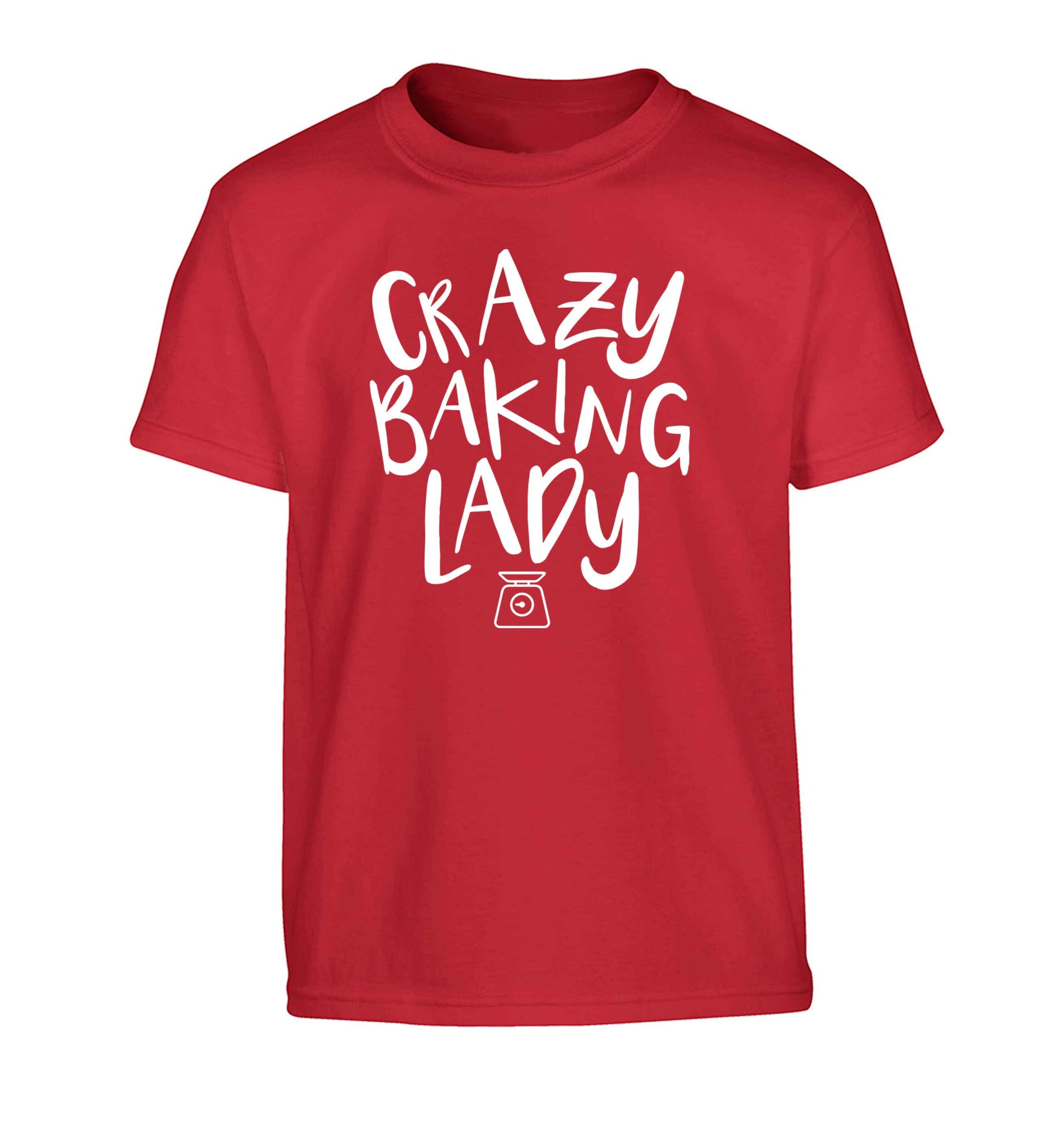 Crazy baking lady Children's red Tshirt 12-13 Years