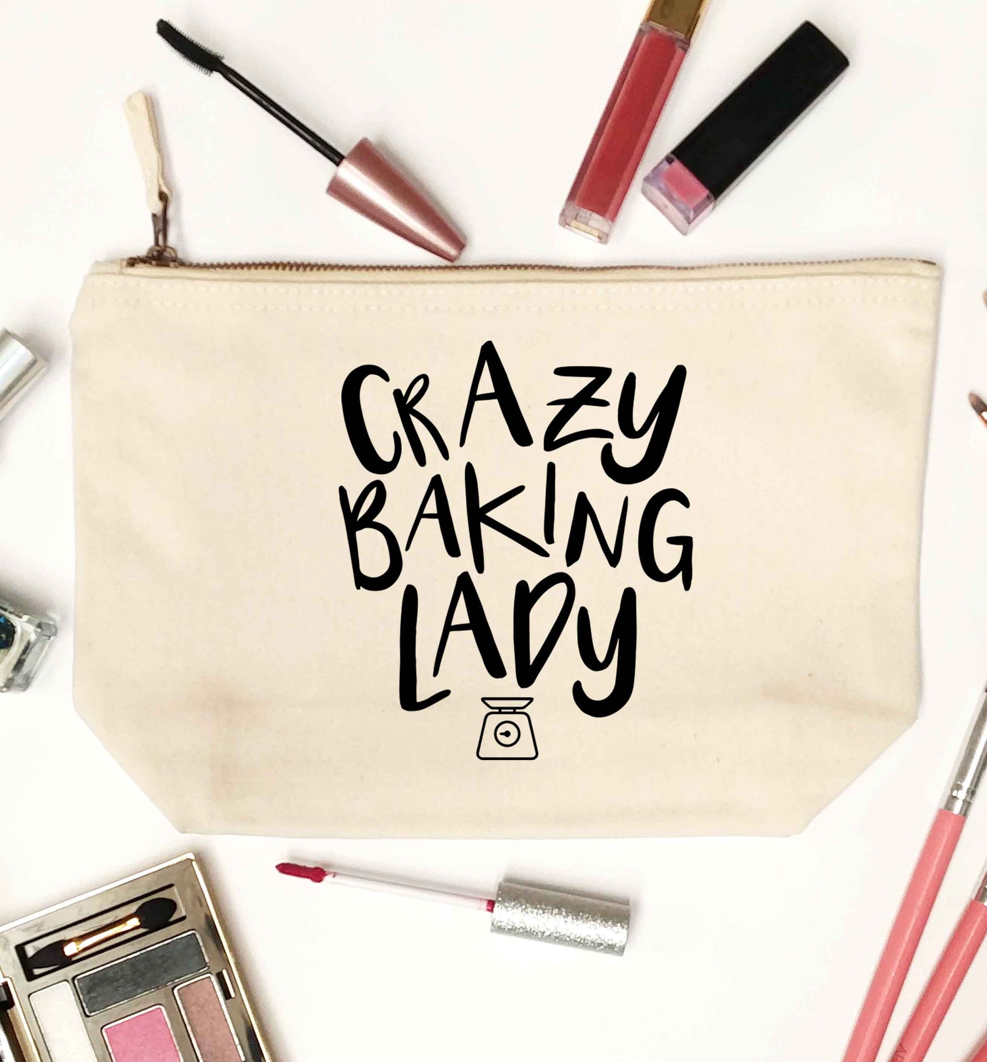 Crazy baking lady natural makeup bag