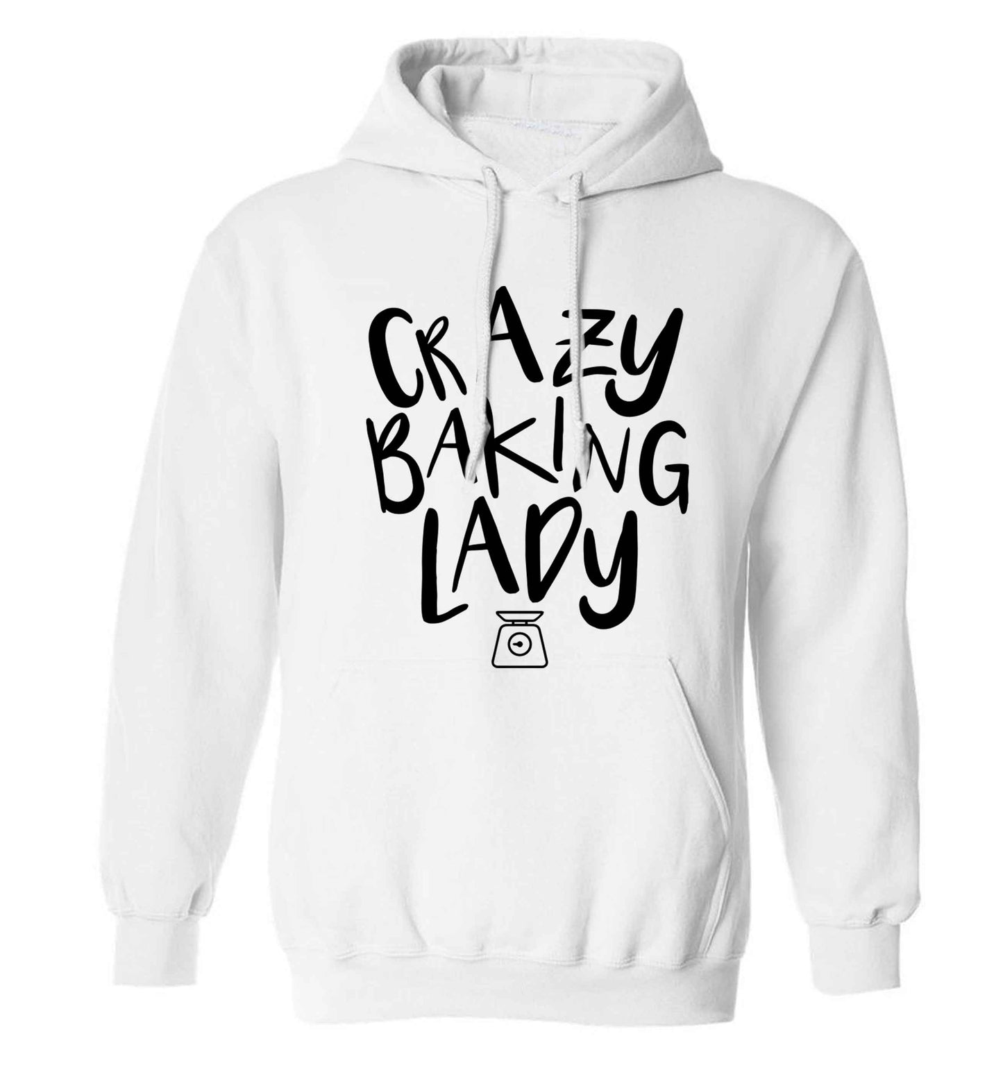 Crazy baking lady adults unisex white hoodie 2XL