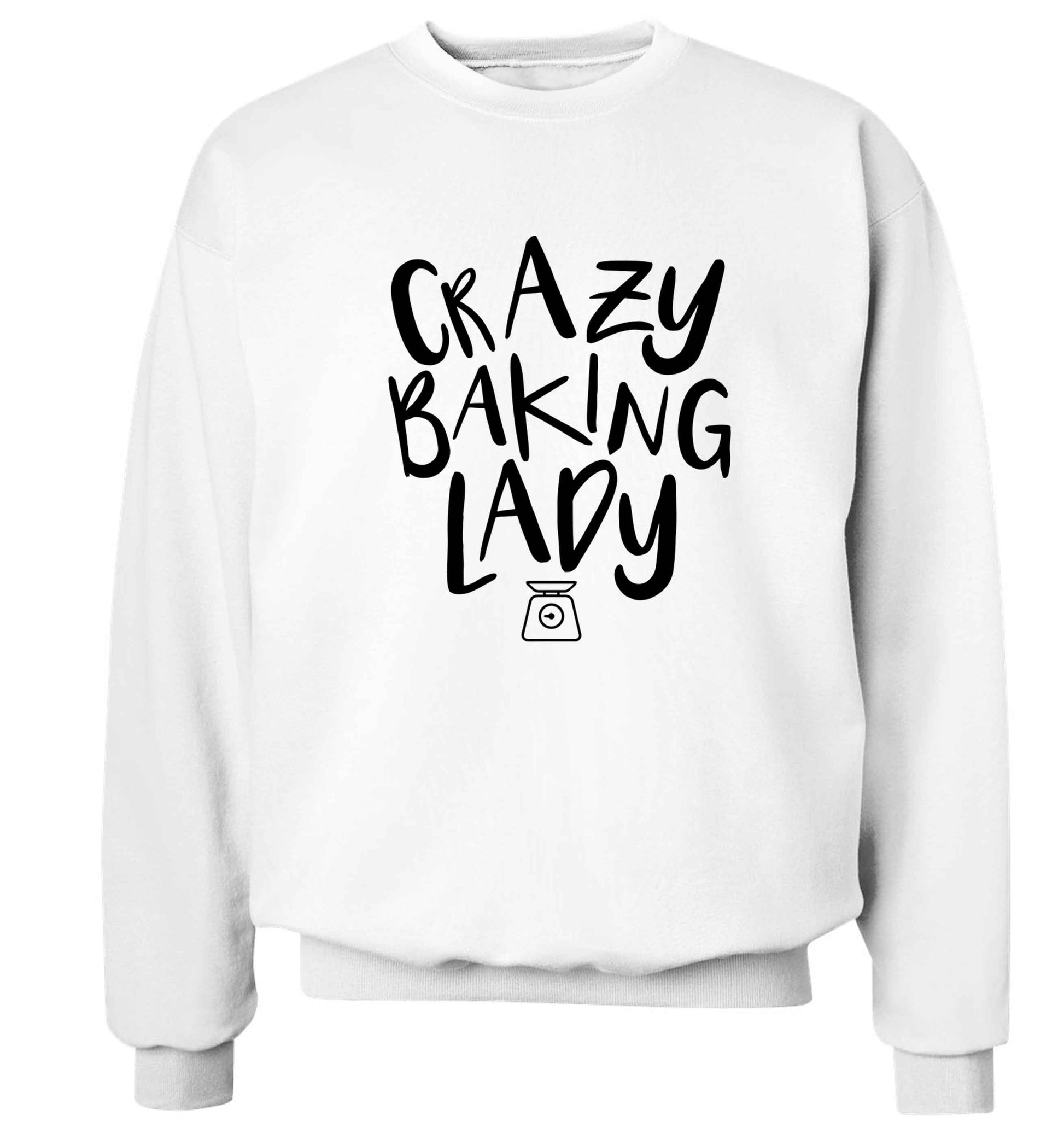 Crazy baking lady Adult's unisex white Sweater 2XL