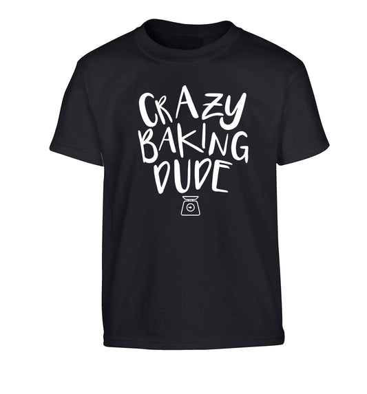 Crazy baking dude Children's black Tshirt 12-13 Years
