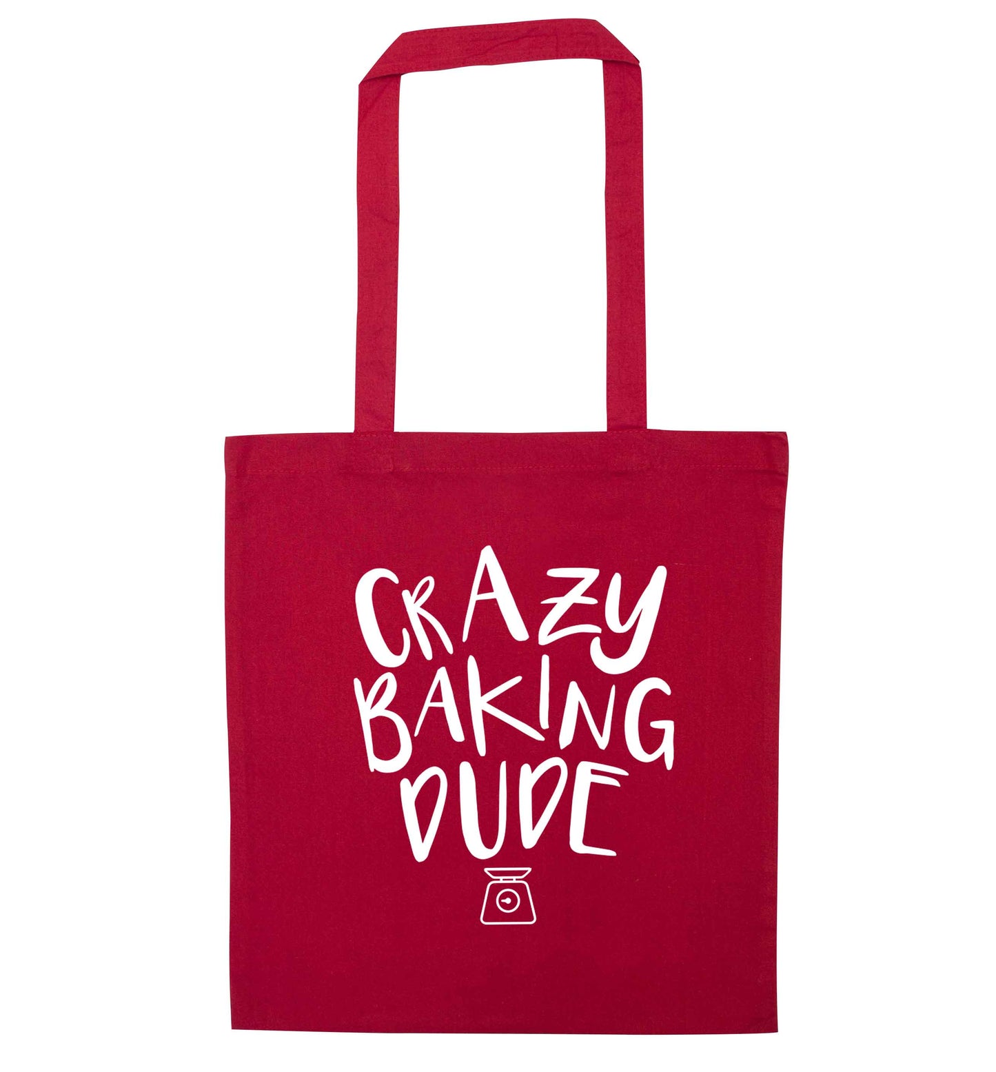 Crazy baking dude red tote bag
