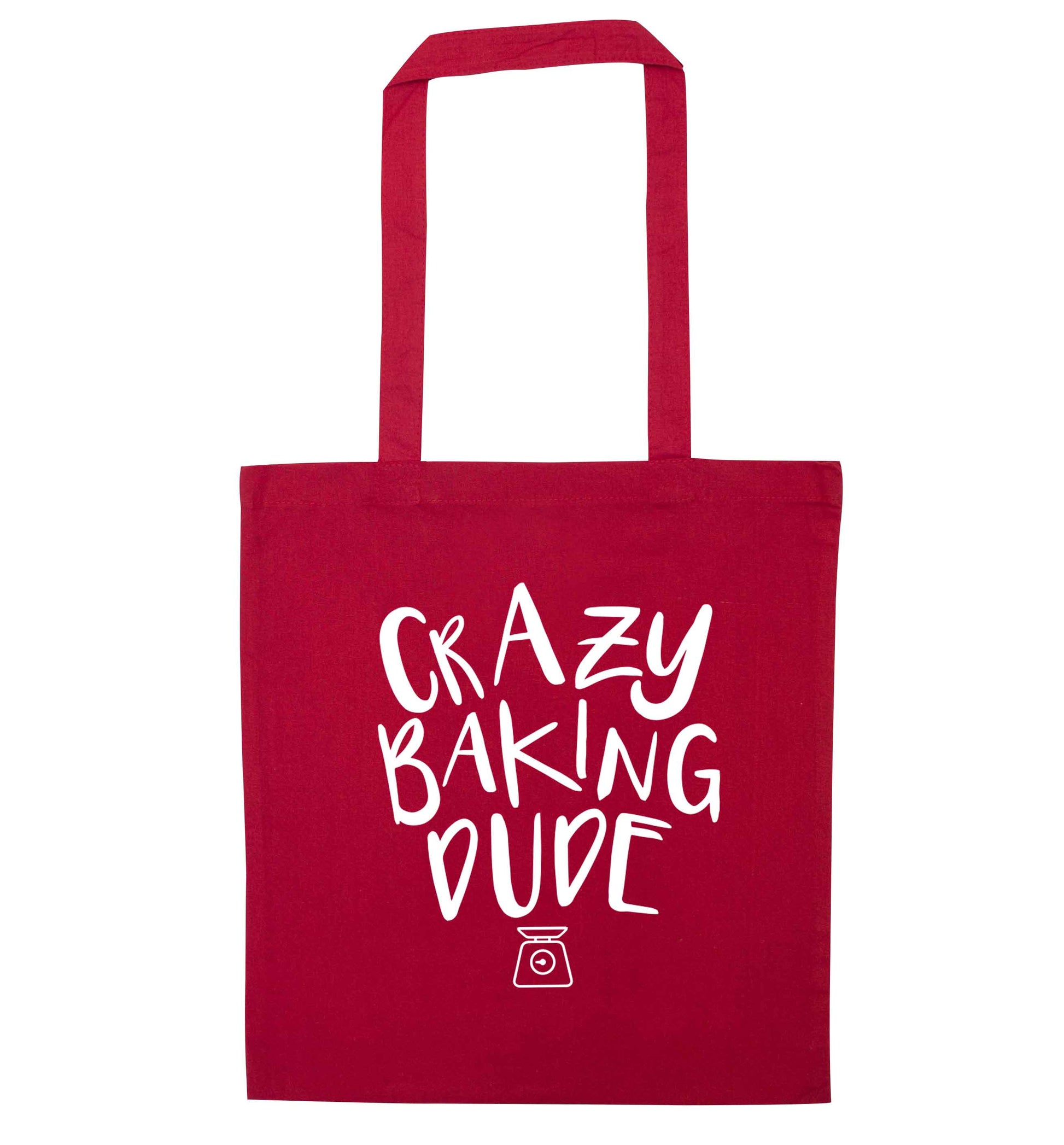 Crazy baking dude red tote bag