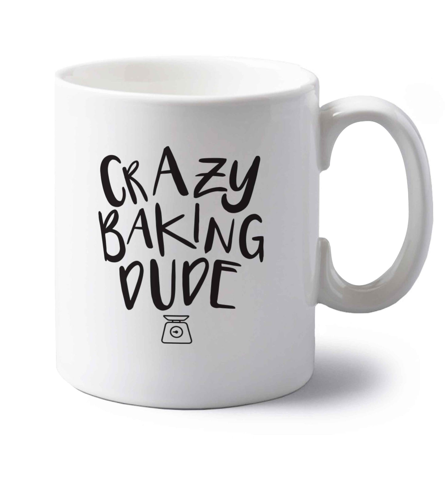 Crazy baking dude left handed white ceramic mug 