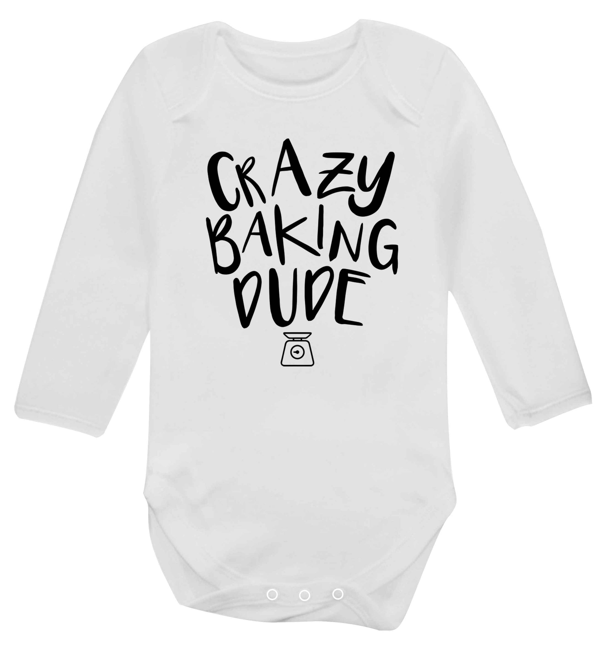 Crazy baking dude Baby Vest long sleeved white 6-12 months
