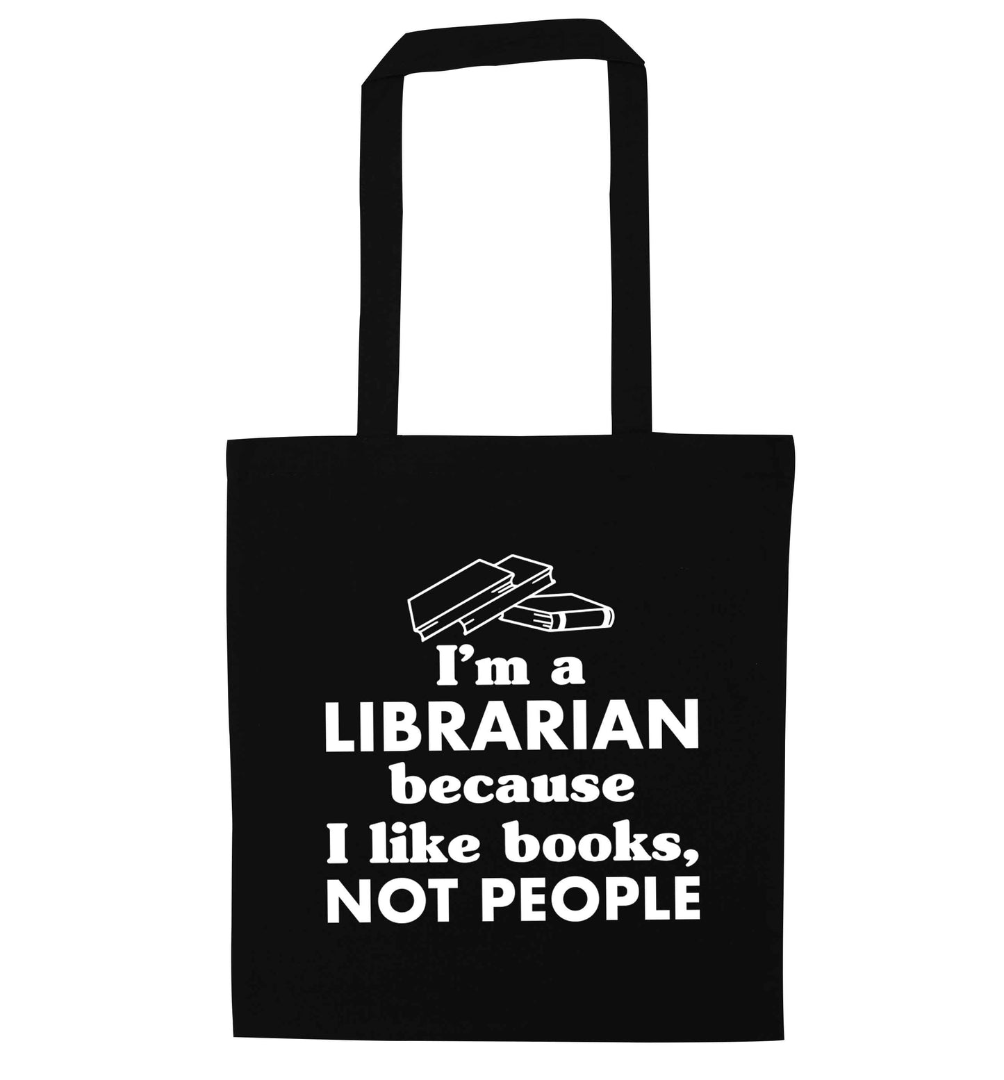 I'm a librarian because I like books not people black tote bag