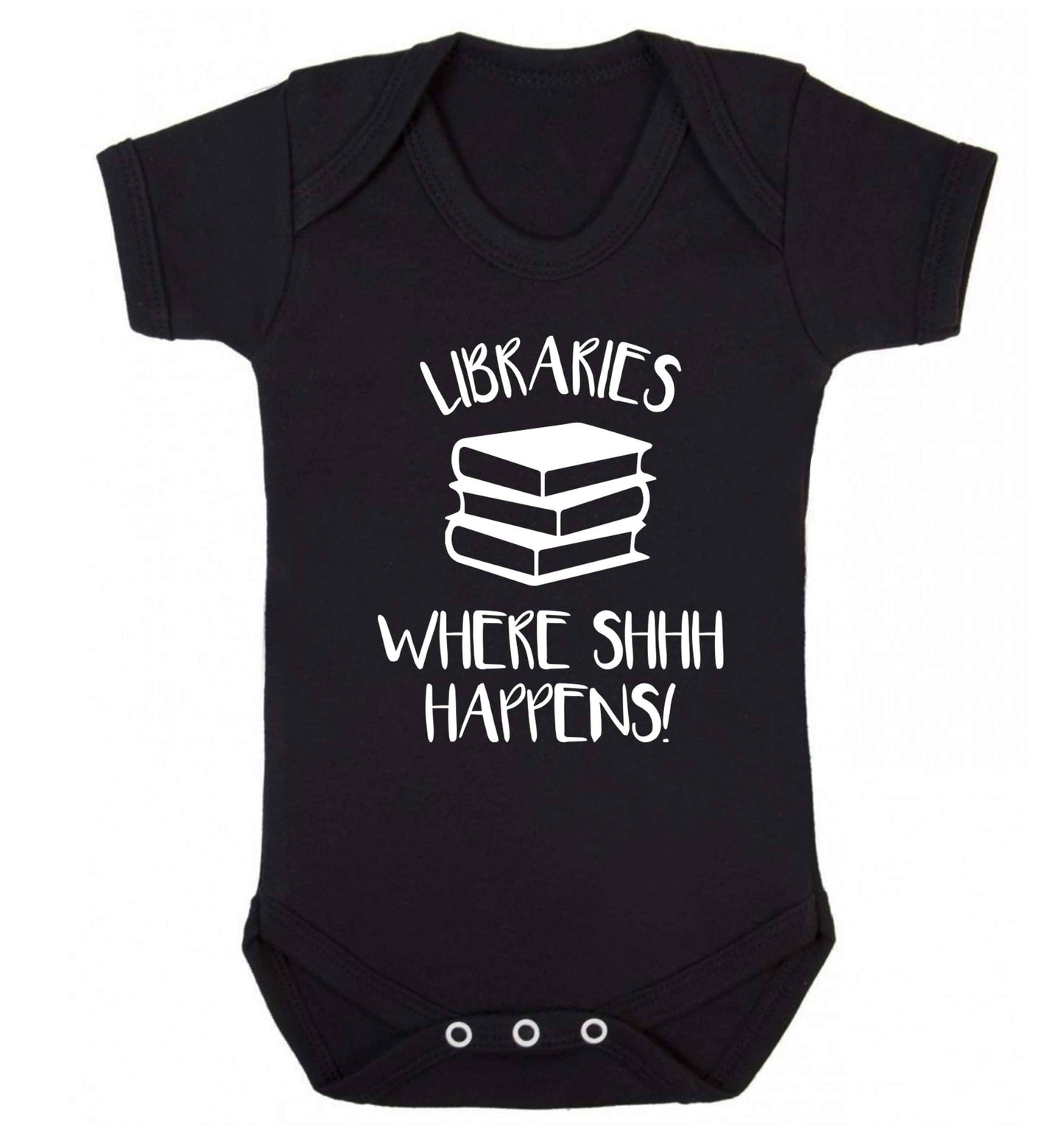 Libraries where shh happens! Baby Vest black 18-24 months