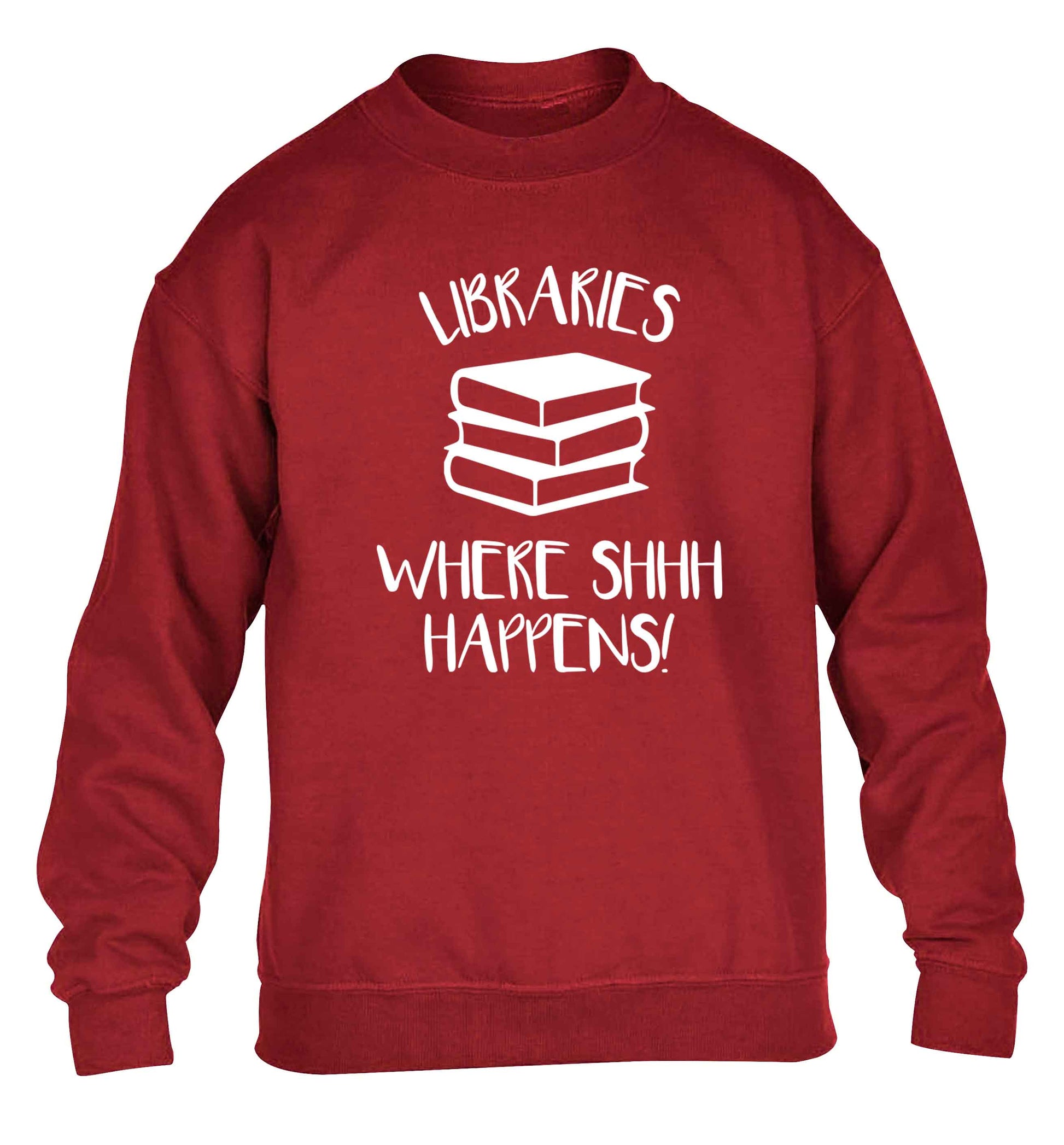 Libraries where shh happens! children's grey sweater 12-13 Years