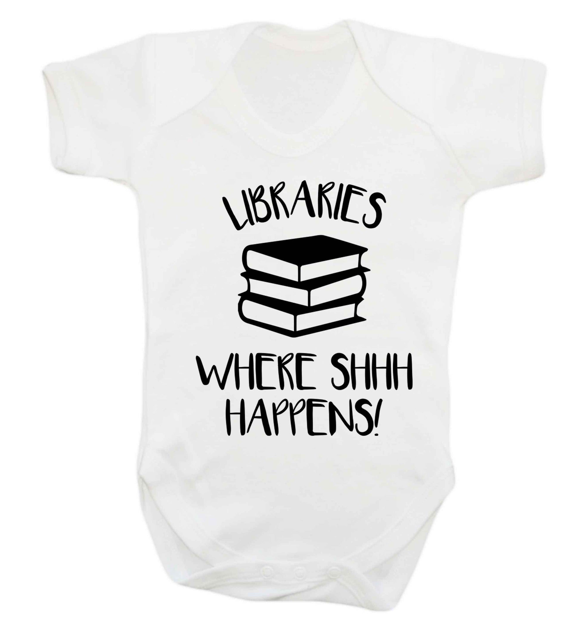 Libraries where shh happens! Baby Vest white 18-24 months
