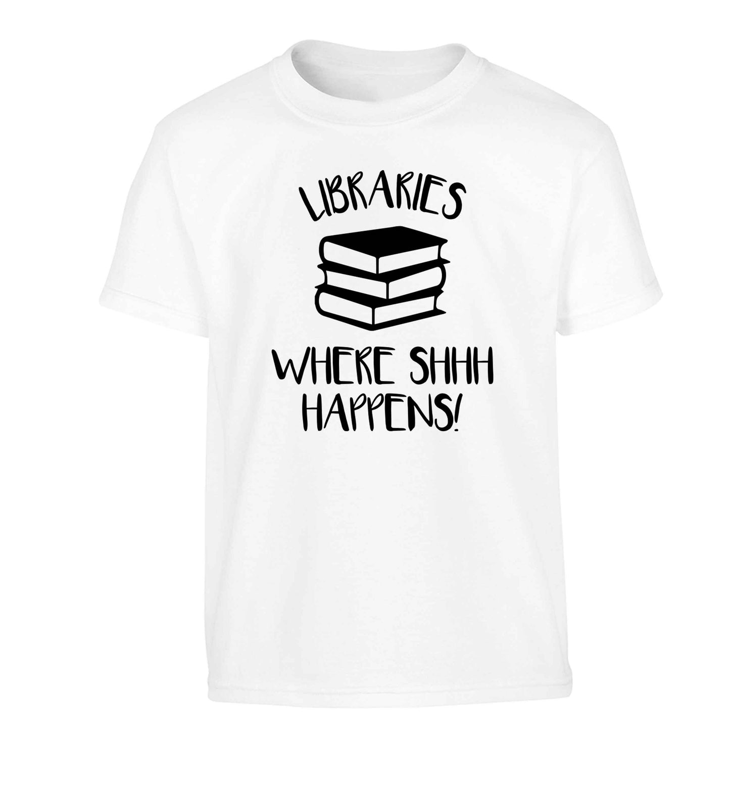 Libraries where shh happens! Children's white Tshirt 12-13 Years