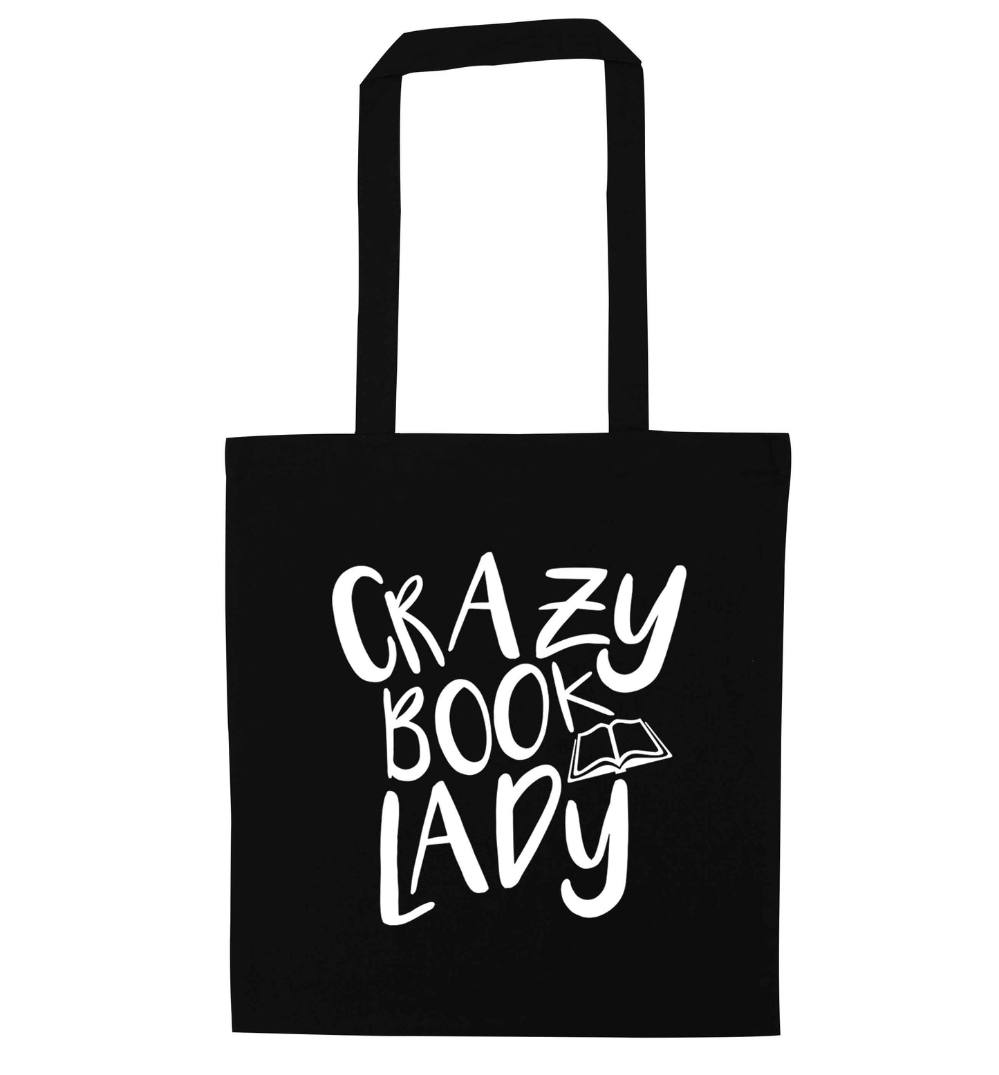 Crazy book lady black tote bag