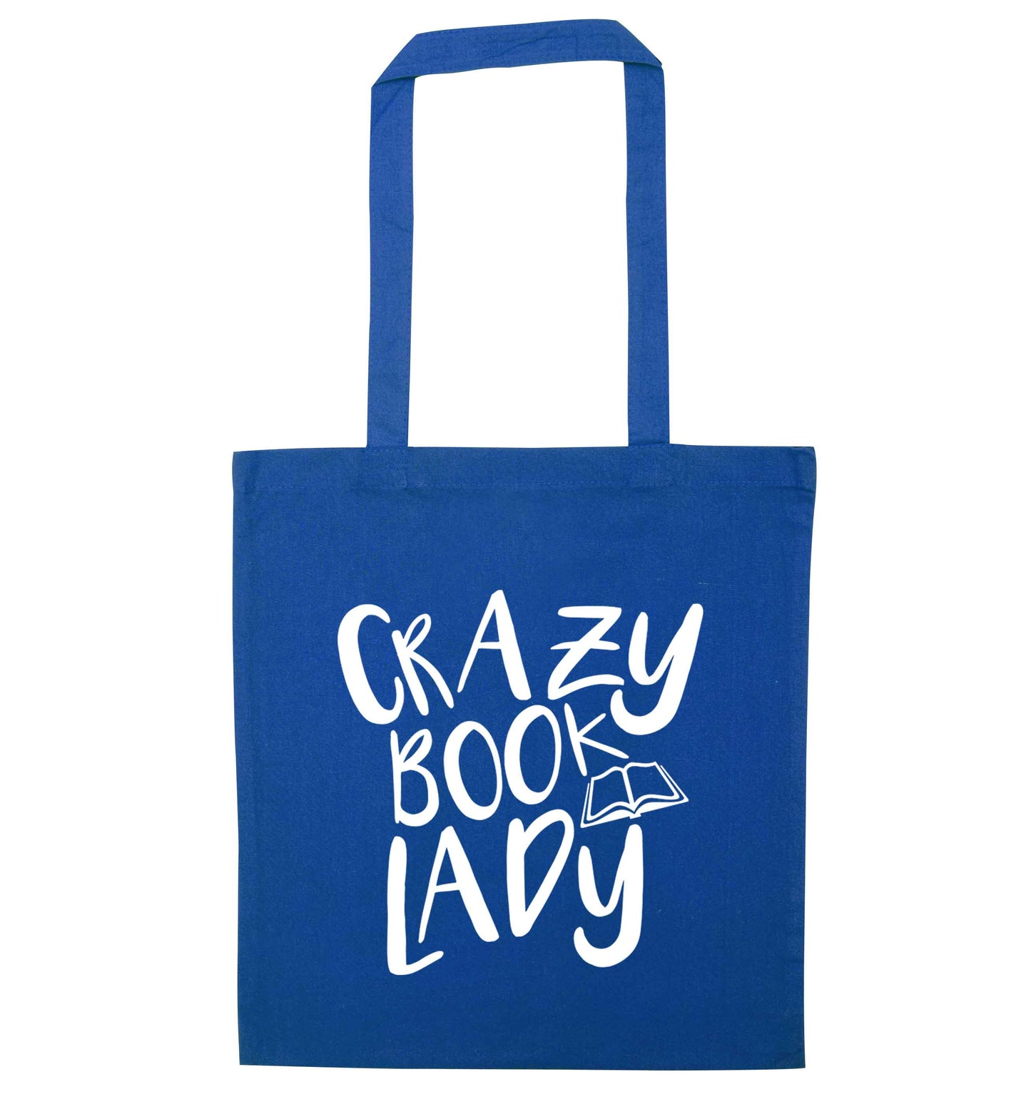 Crazy book lady blue tote bag
