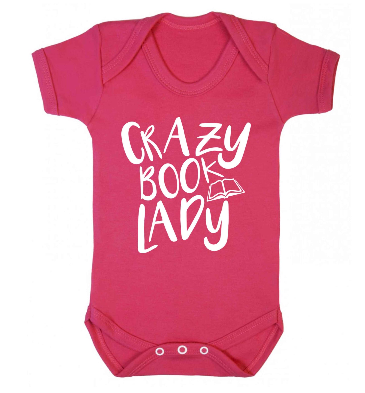 Crazy book lady Baby Vest dark pink 18-24 months