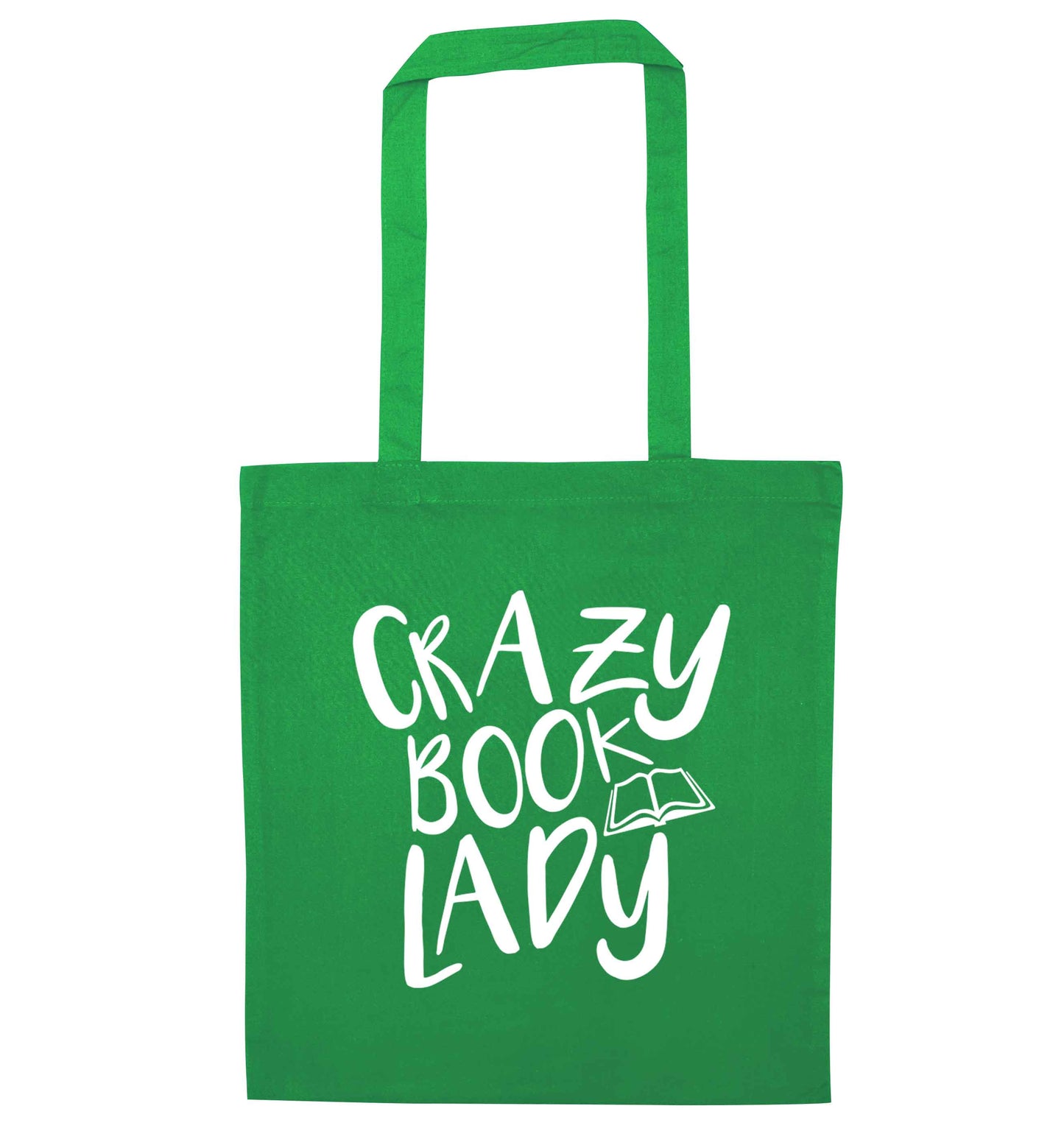 Crazy book lady green tote bag