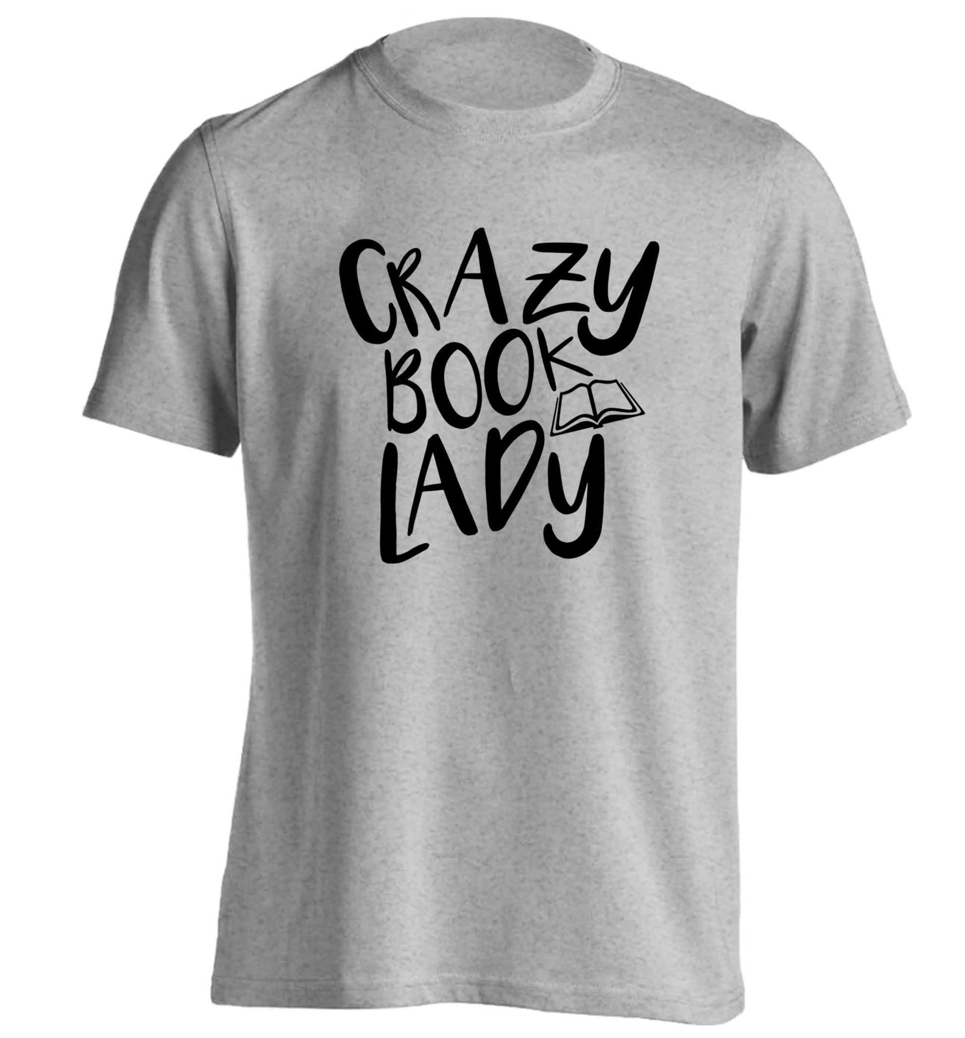 Crazy book lady adults unisex grey Tshirt 2XL