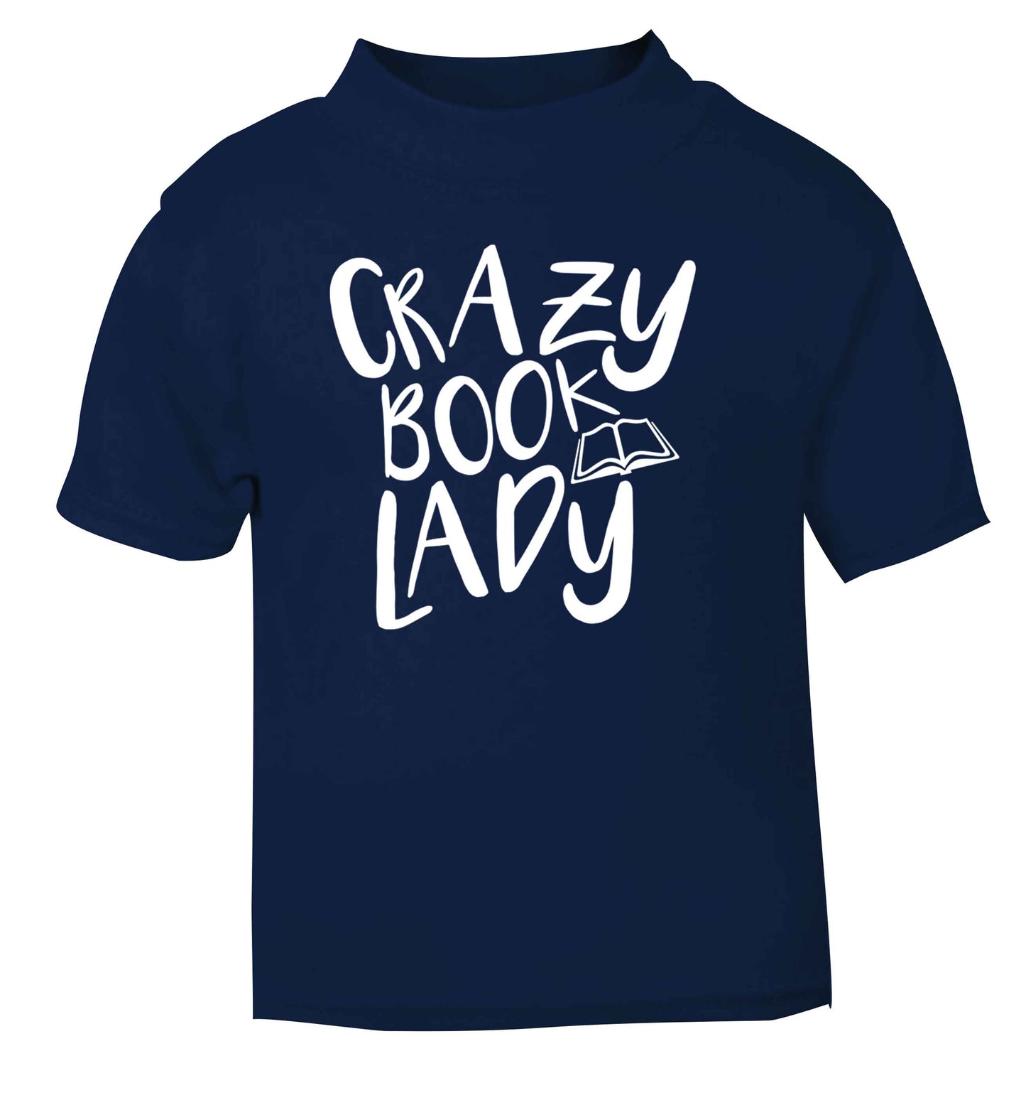 Crazy book lady navy Baby Toddler Tshirt 2 Years