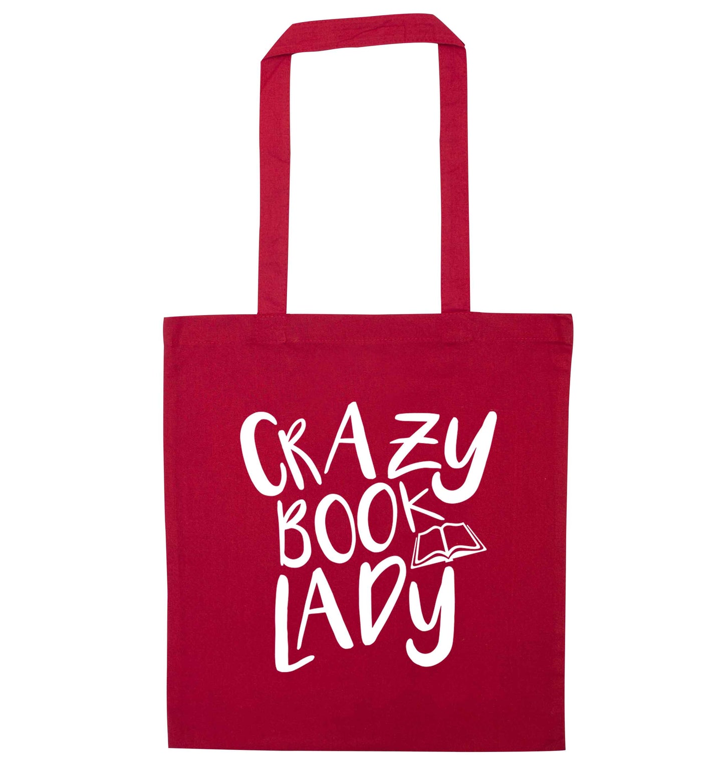 Crazy book lady red tote bag