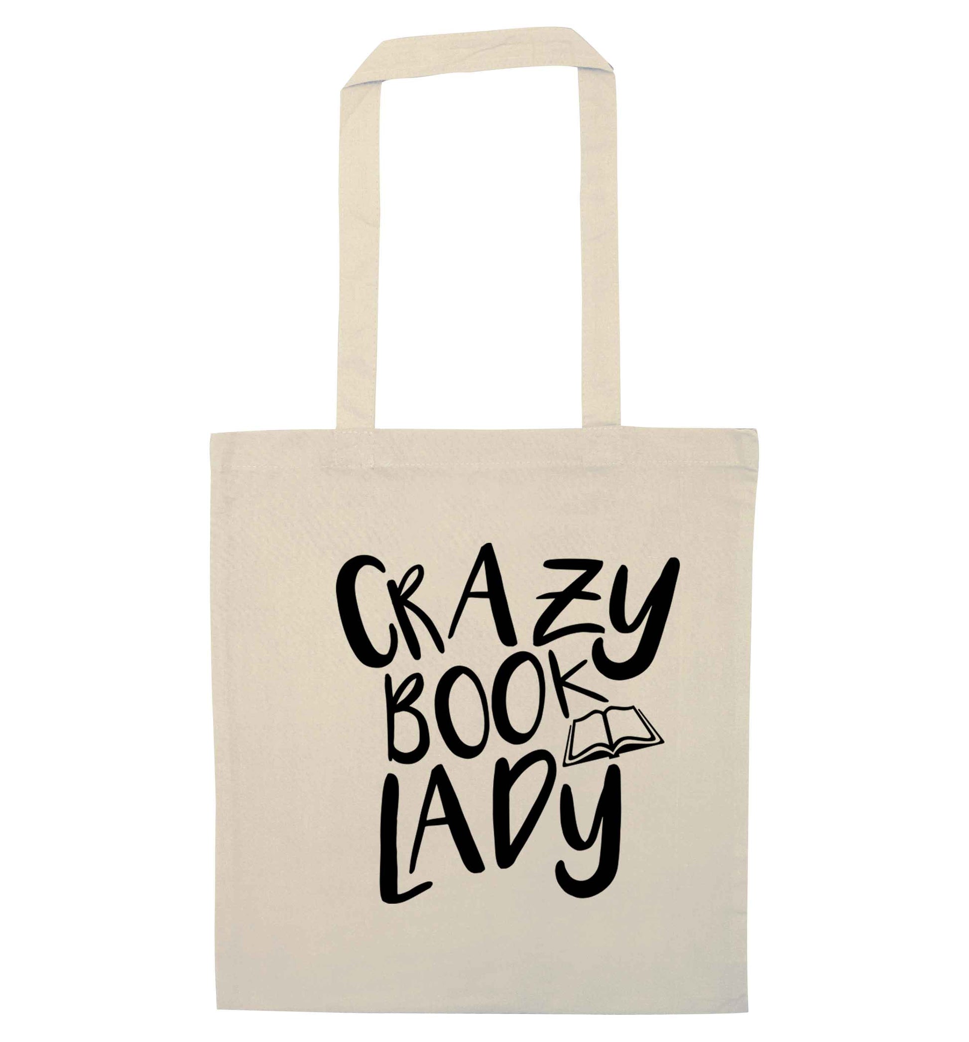 Crazy book lady natural tote bag