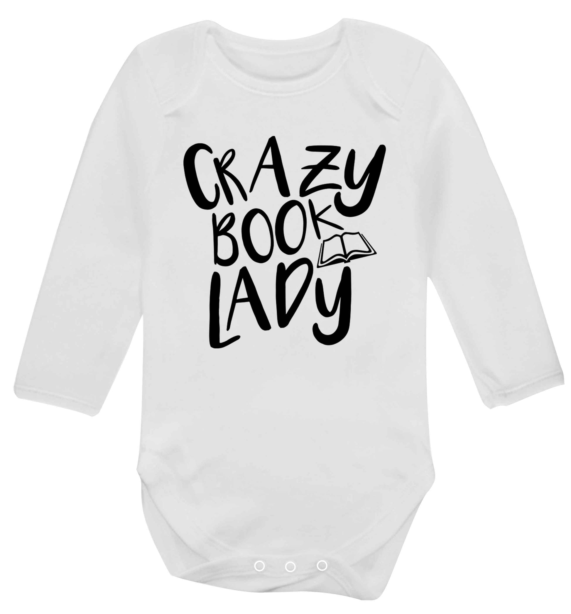 Crazy book lady Baby Vest long sleeved white 6-12 months