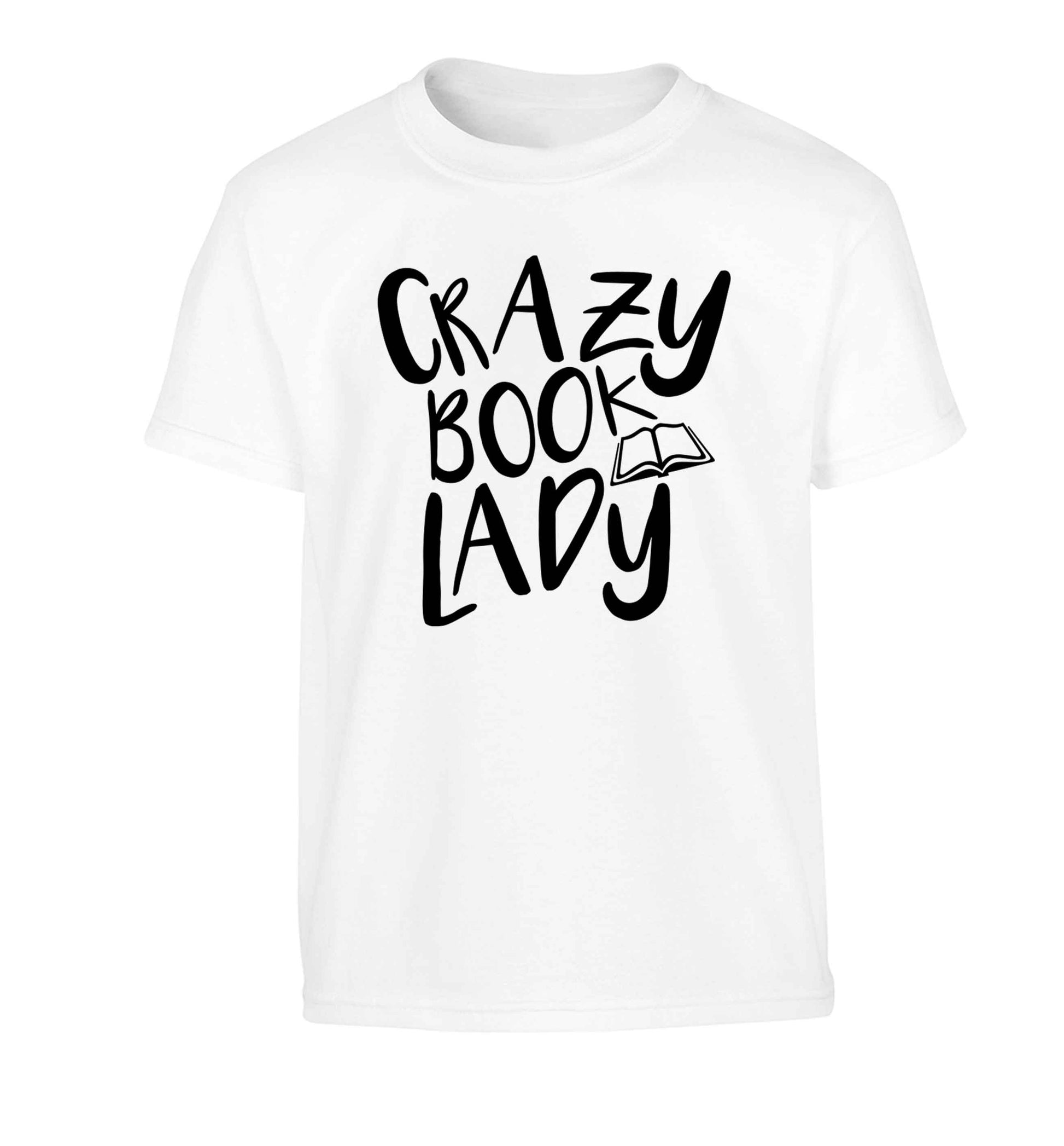 Crazy book lady Children's white Tshirt 12-13 Years