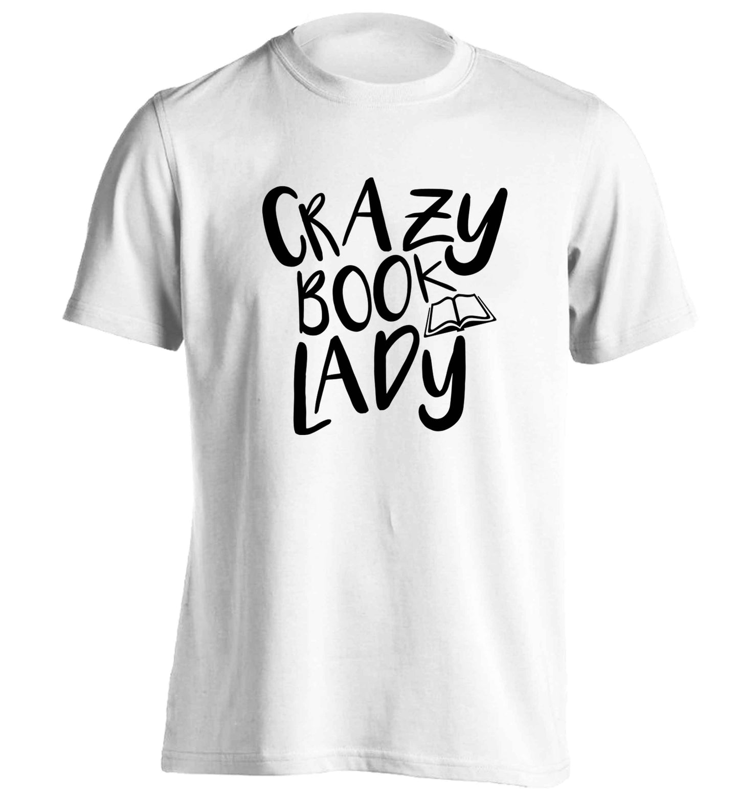 Crazy book lady adults unisex white Tshirt 2XL