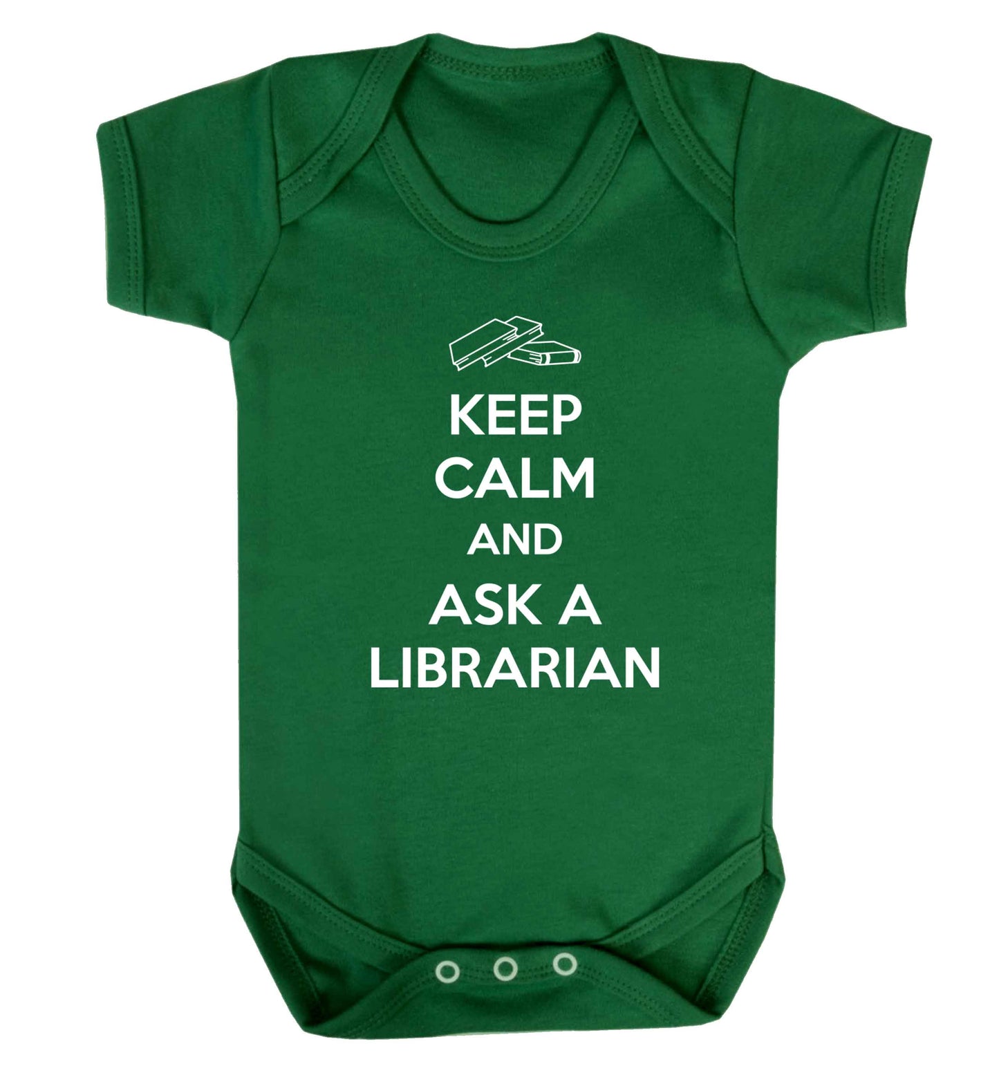 Keep calm and ask a librarian Baby Vest green 18-24 months